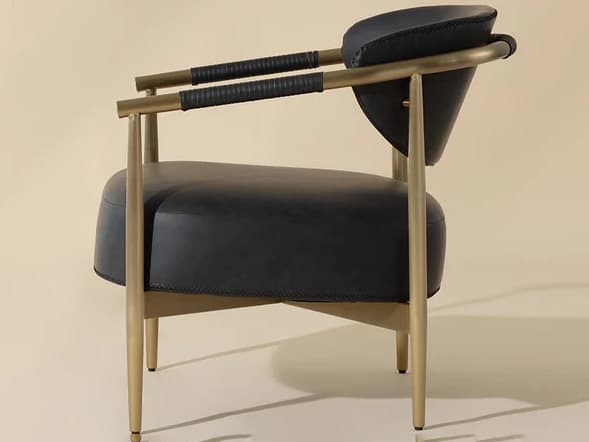 Sunpan Heloise Black Faux Leather Accent Chair