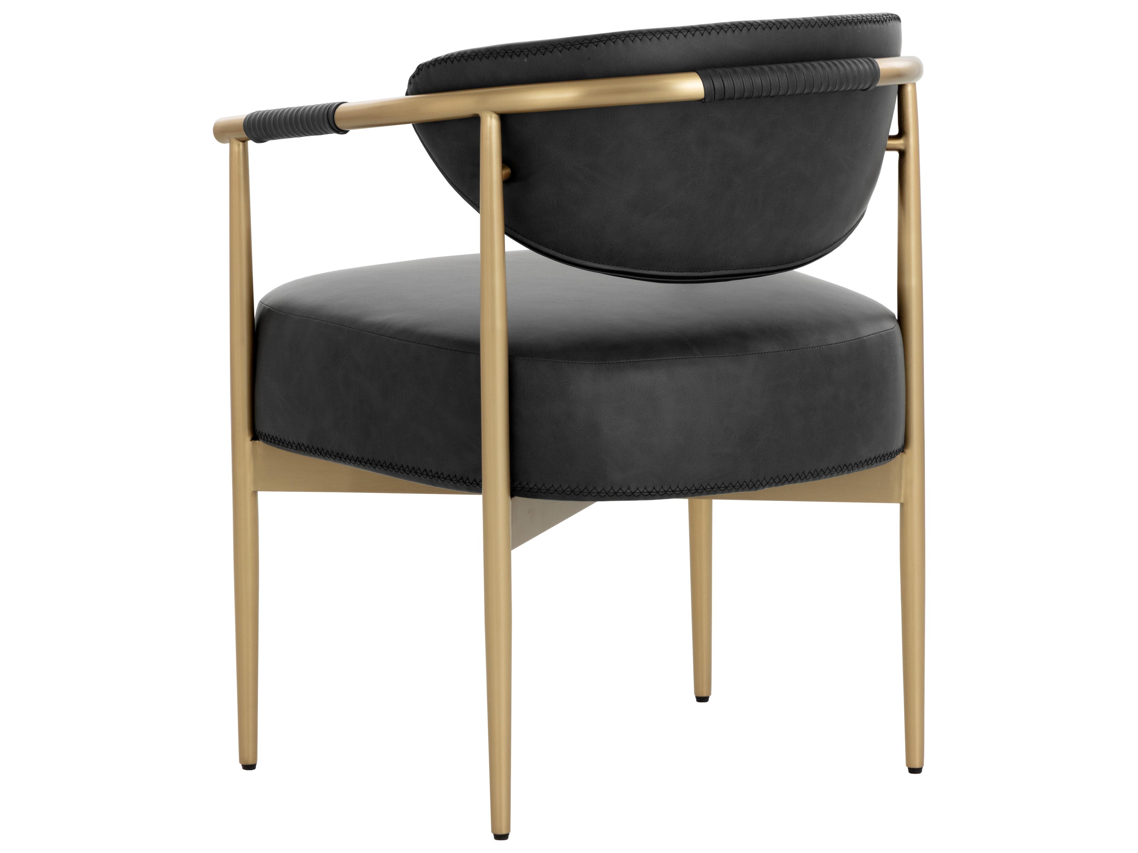 Sunpan Heloise Black Faux Leather Arm Dining Chair