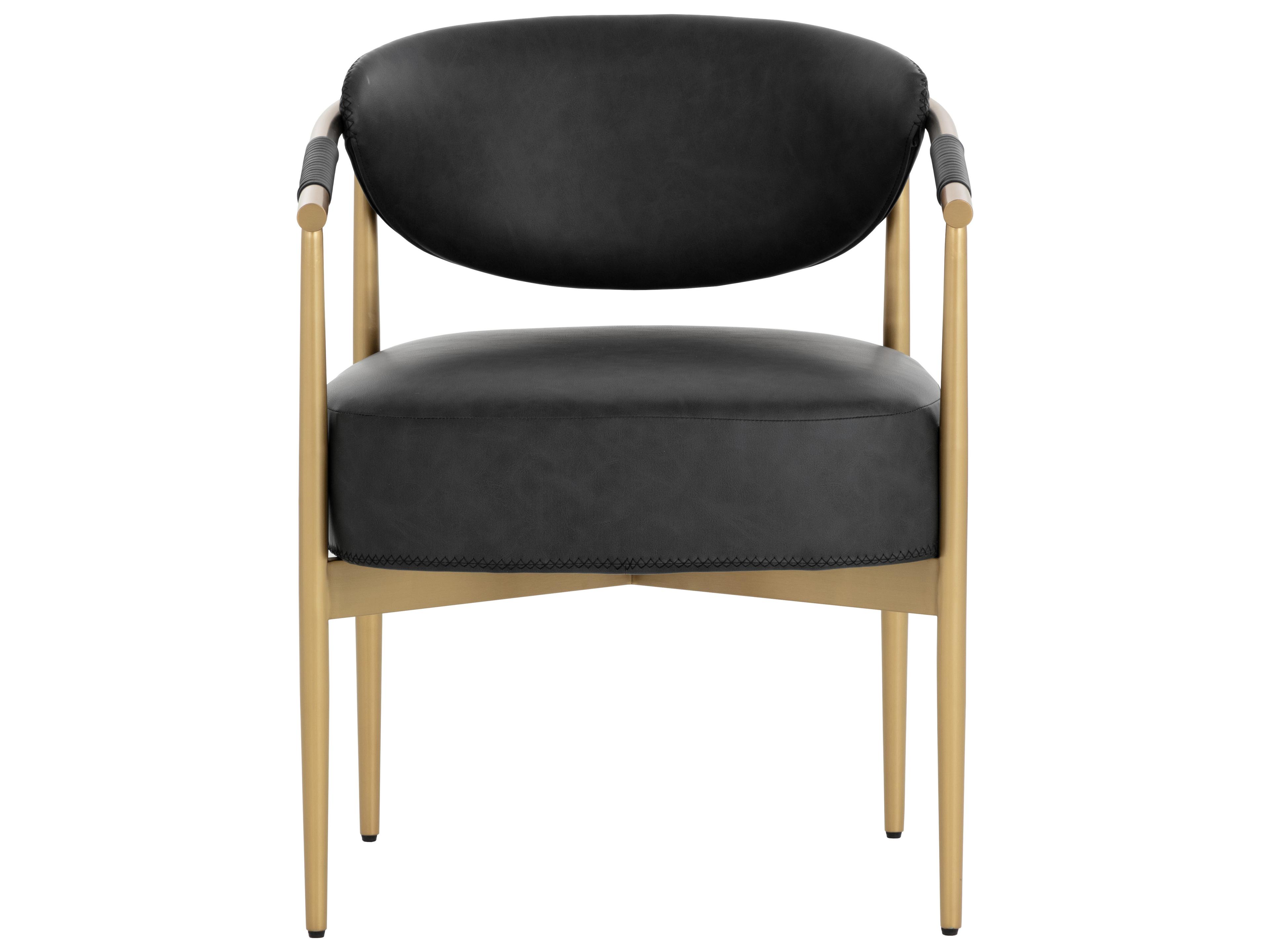Sunpan Heloise Black Faux Leather Arm Dining Chair