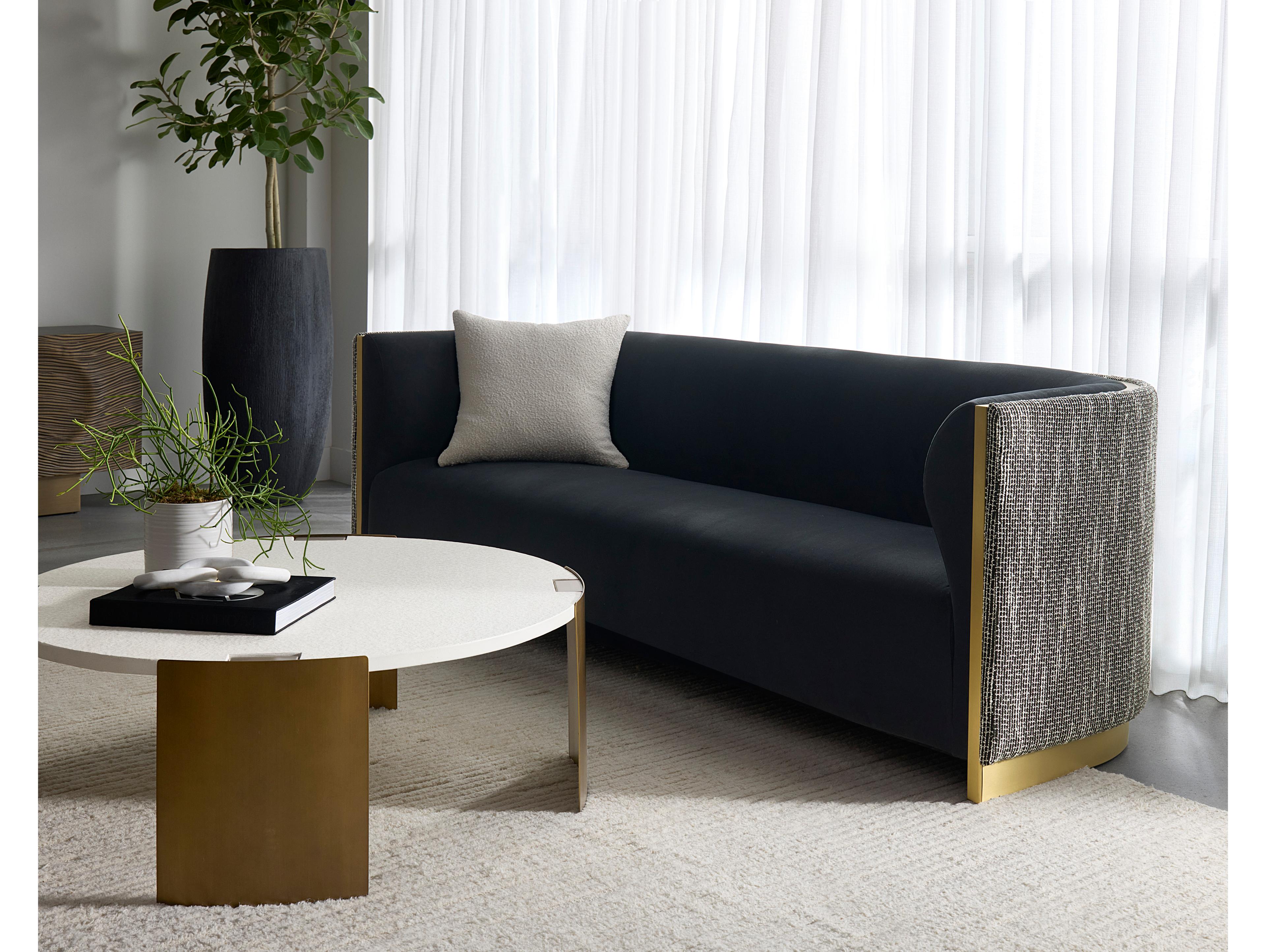 Sunpan Larron Black Upholstered Sofa