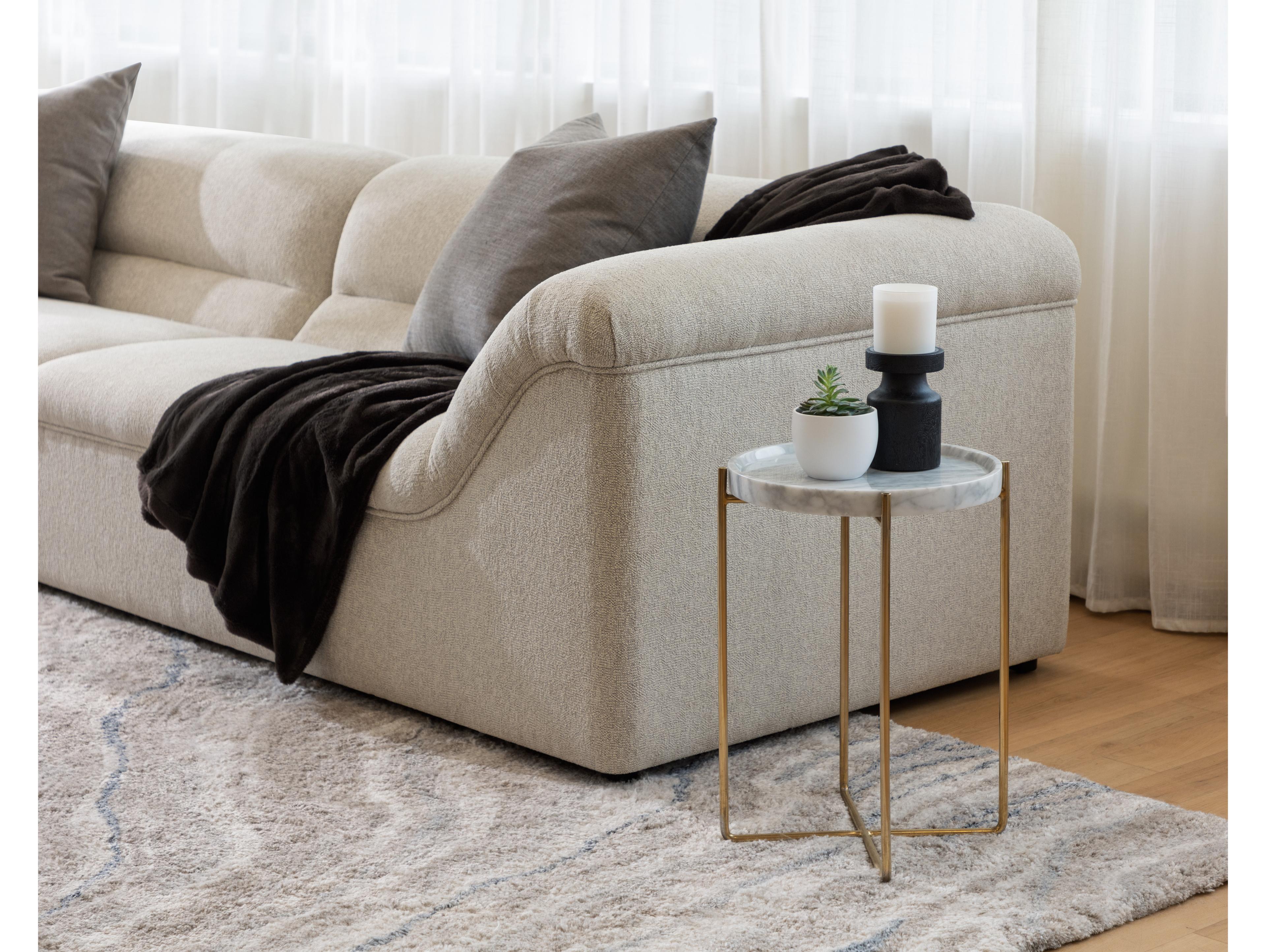 Sunpan Gladys Taupe Beige Upholstered Sofa