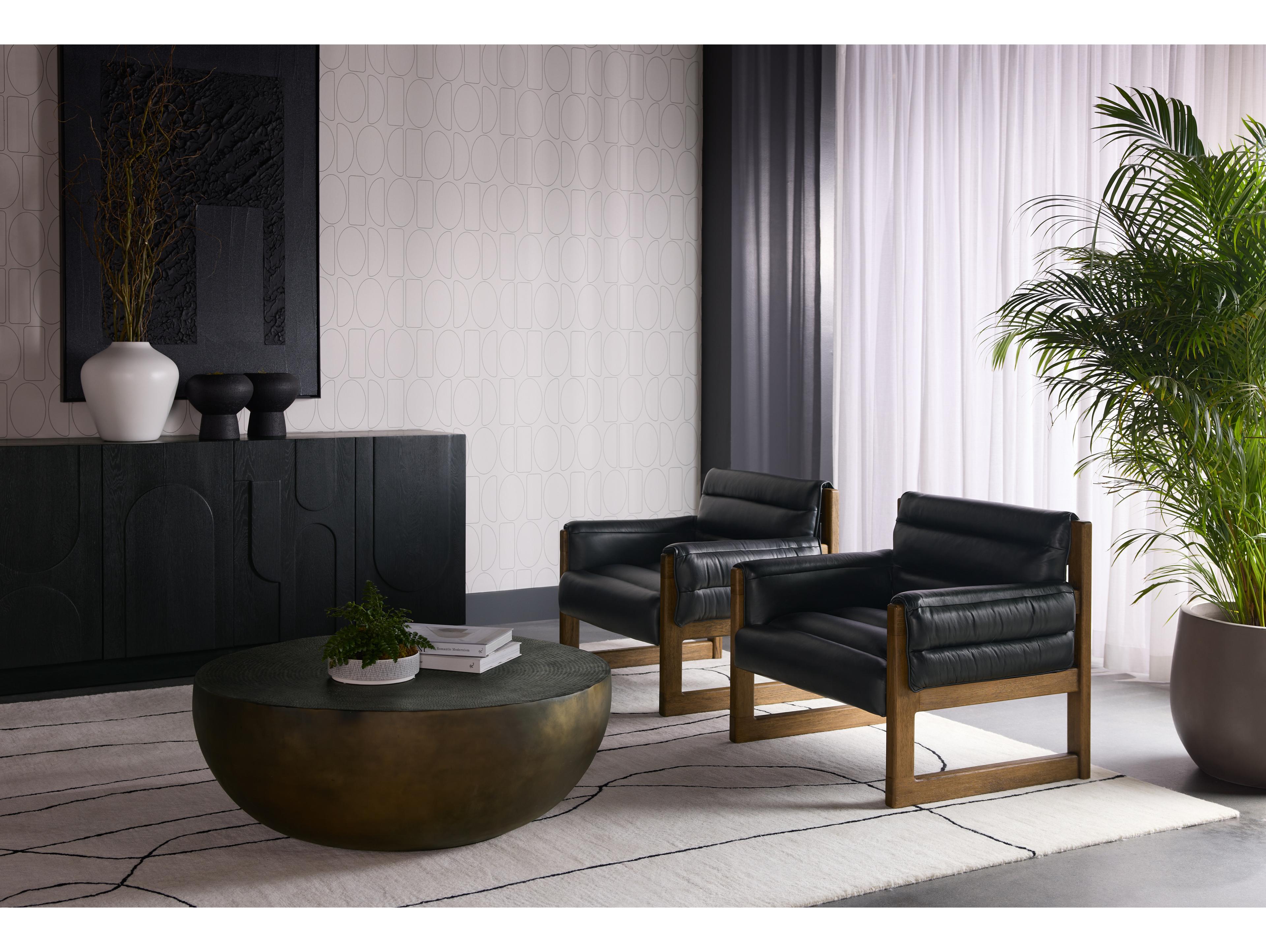 Sunpan Ferguson Black Leather Accent Chair