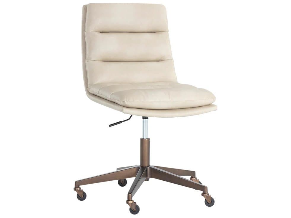Sunpan Stinson White Faux Leather Adjustable Swivel Computer Office Chair