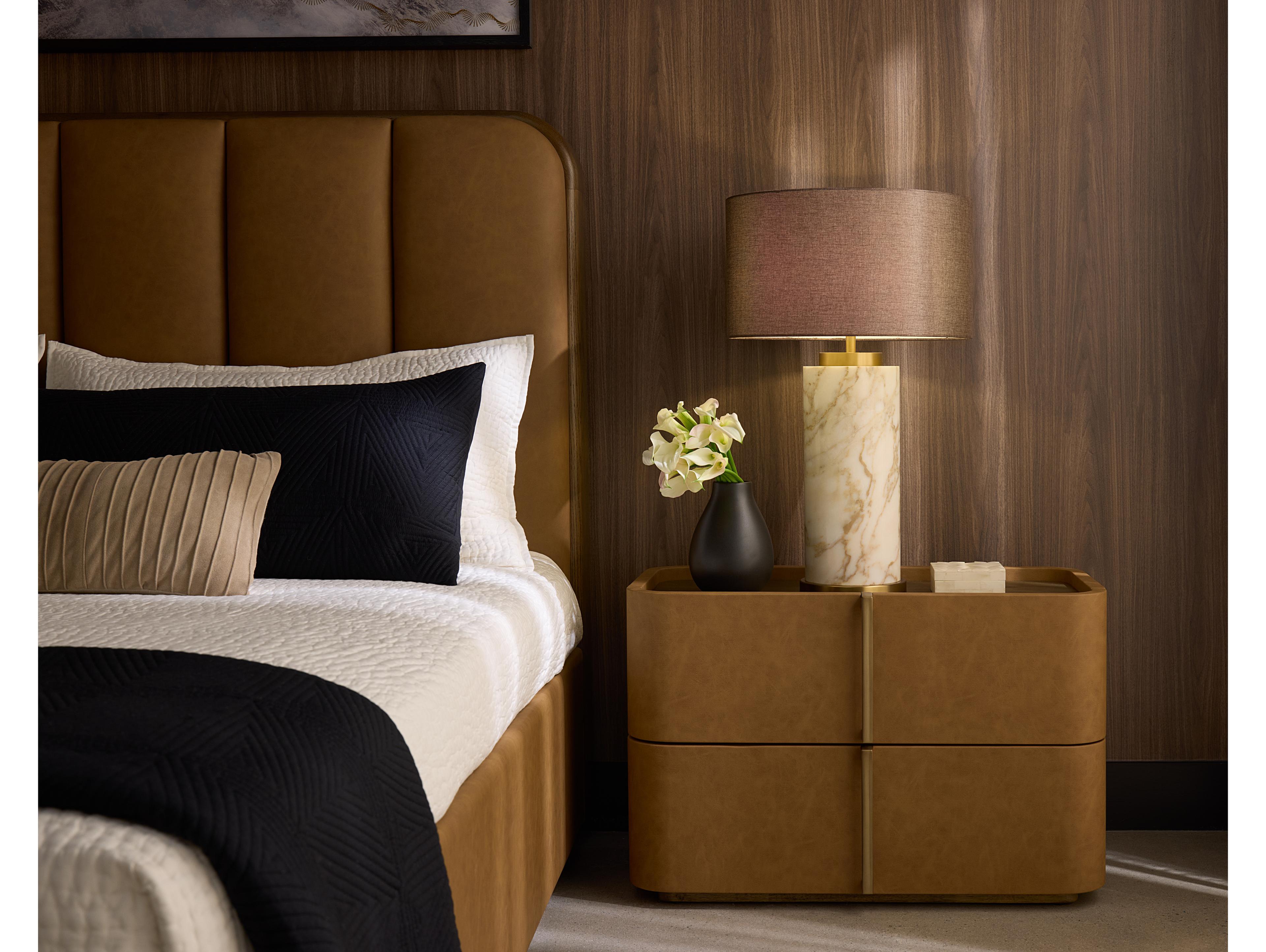 Sunpan Jamille 2-Drawers Oak Wood Nightstand