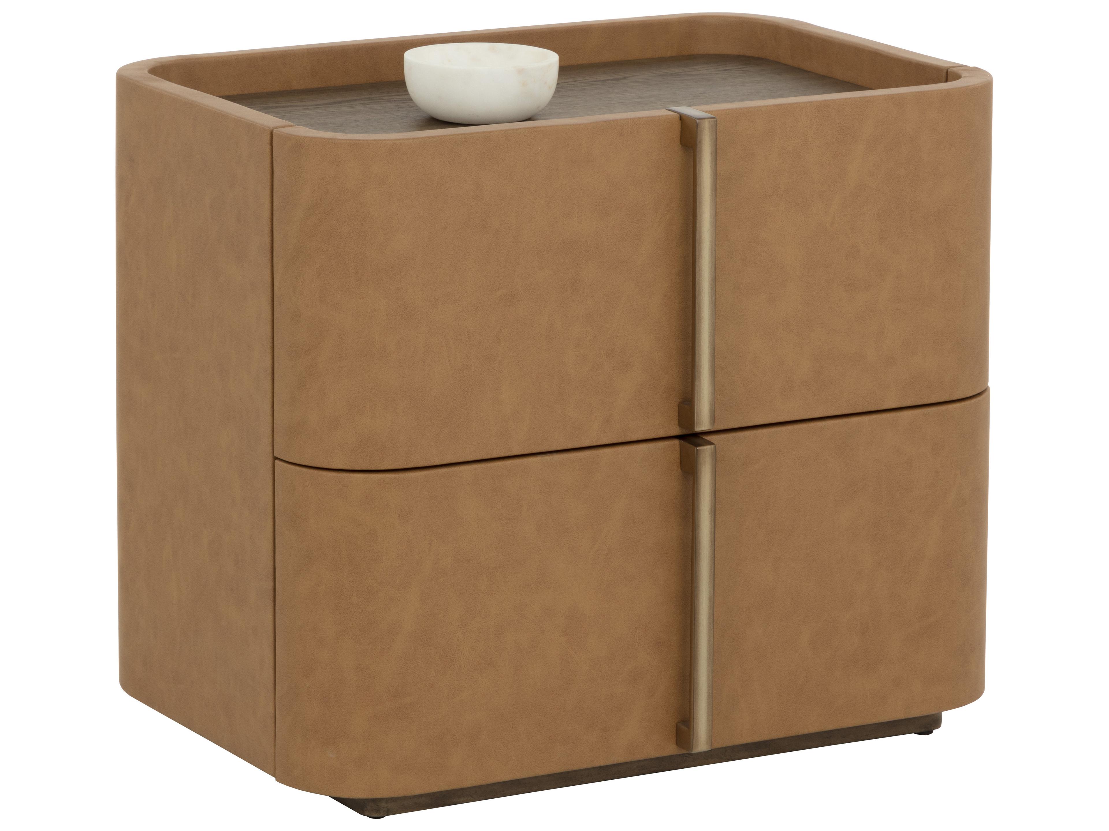 Sunpan Jamille 2-Drawers Oak Wood Nightstand