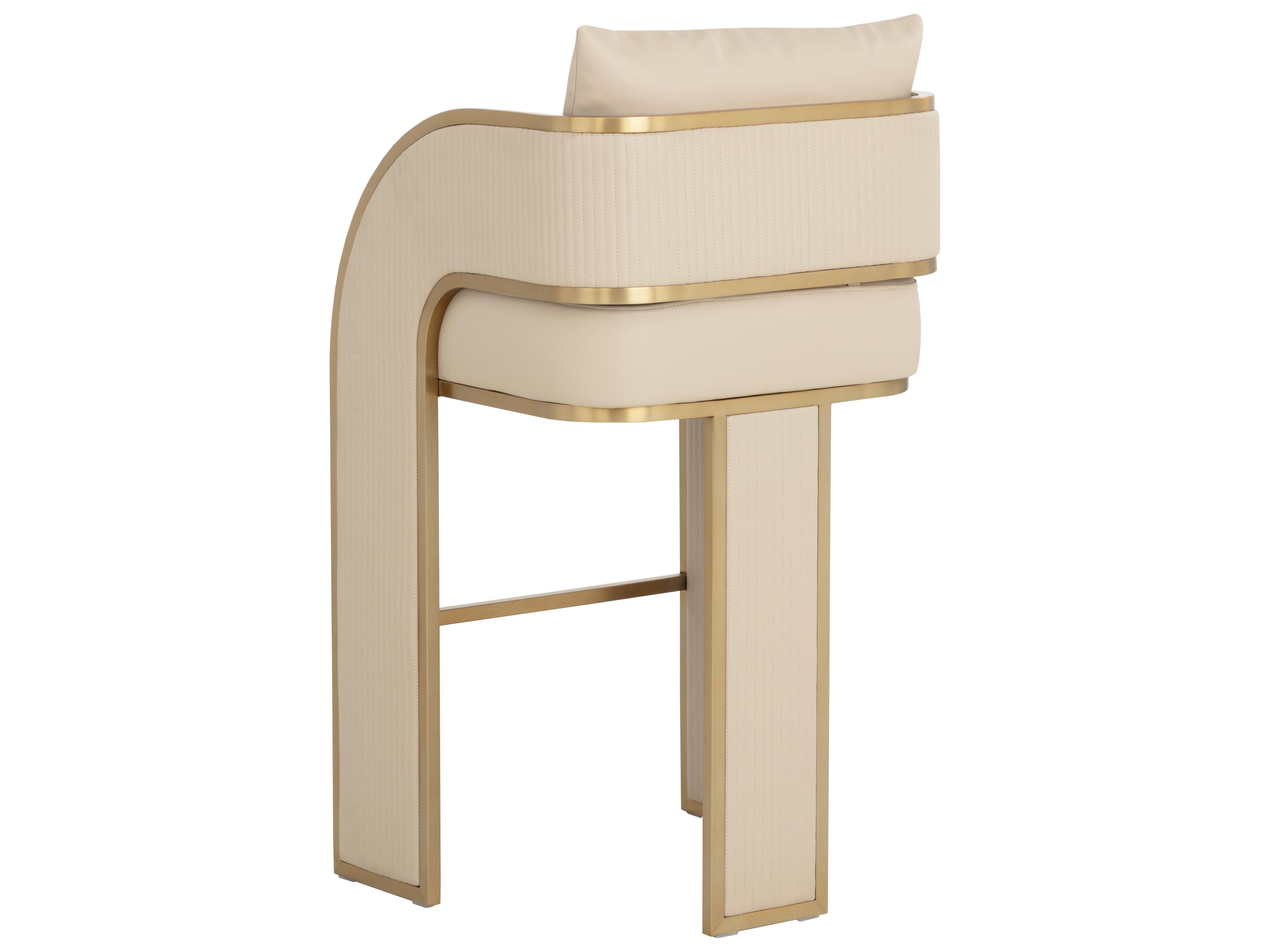 Sunpan Baz Cream Faux Leather Bar Stool