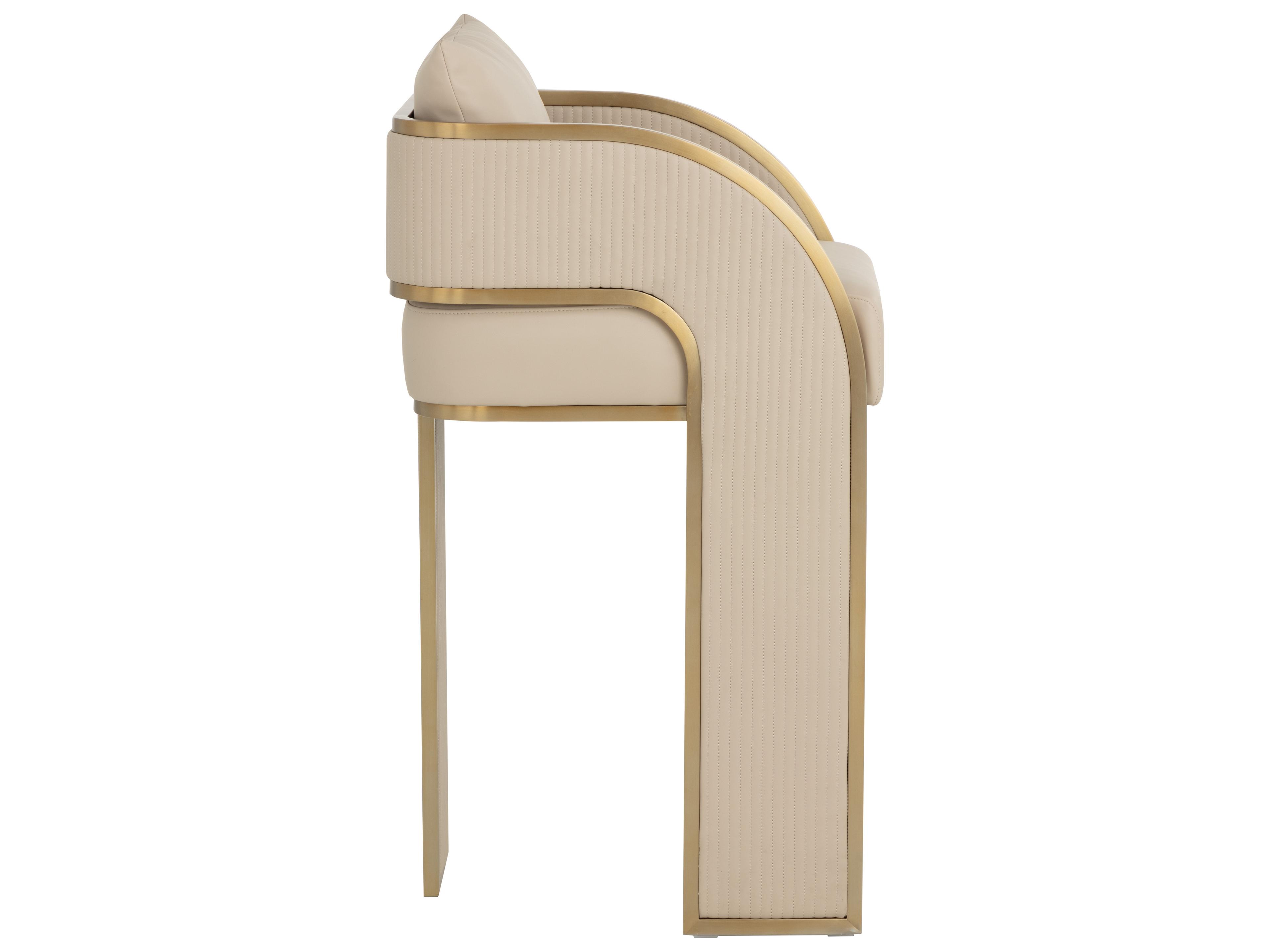 Sunpan Baz Cream Faux Leather Bar Stool