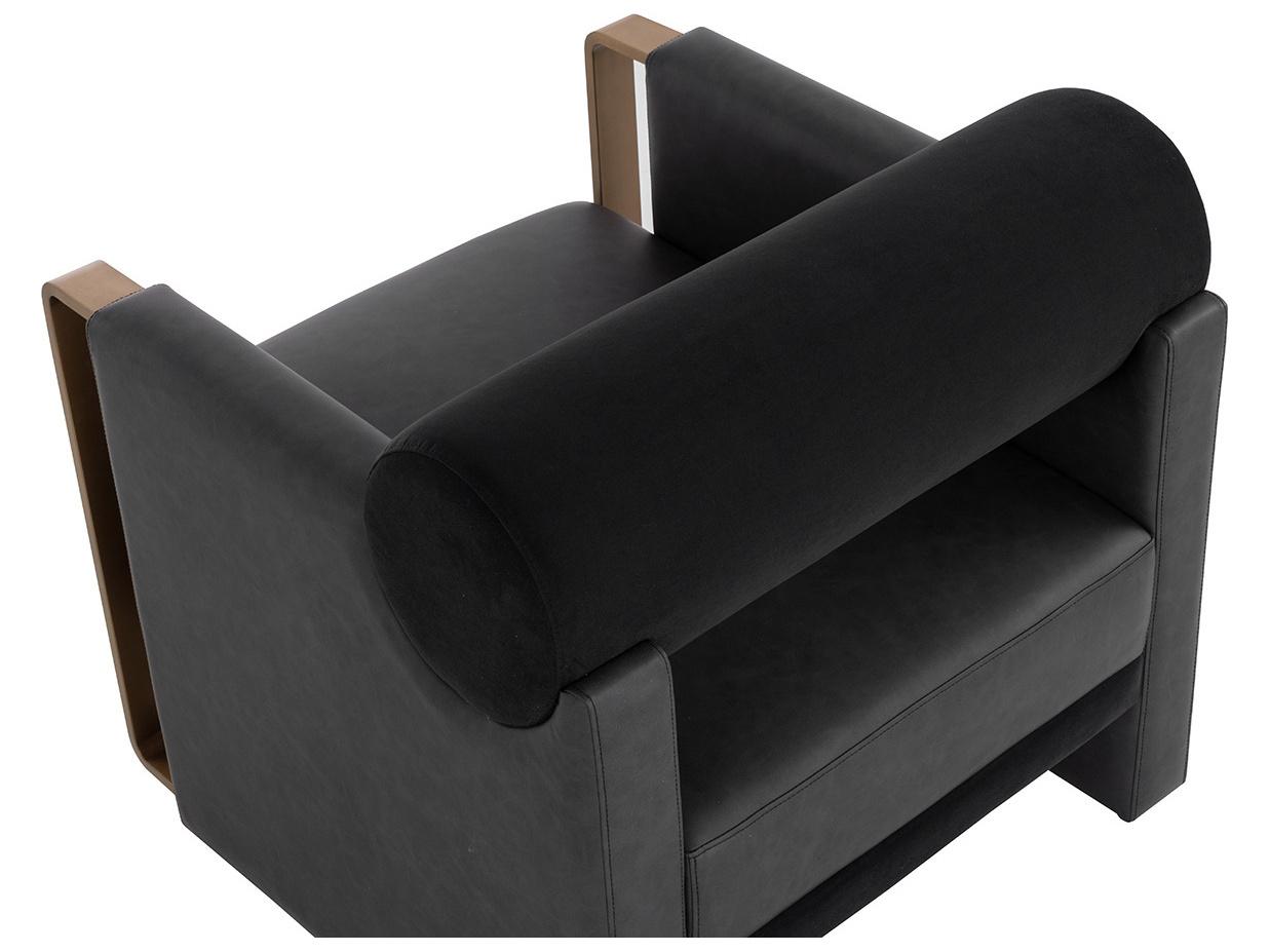 Sunpan Edgar Black Faux Leather Accent Chair