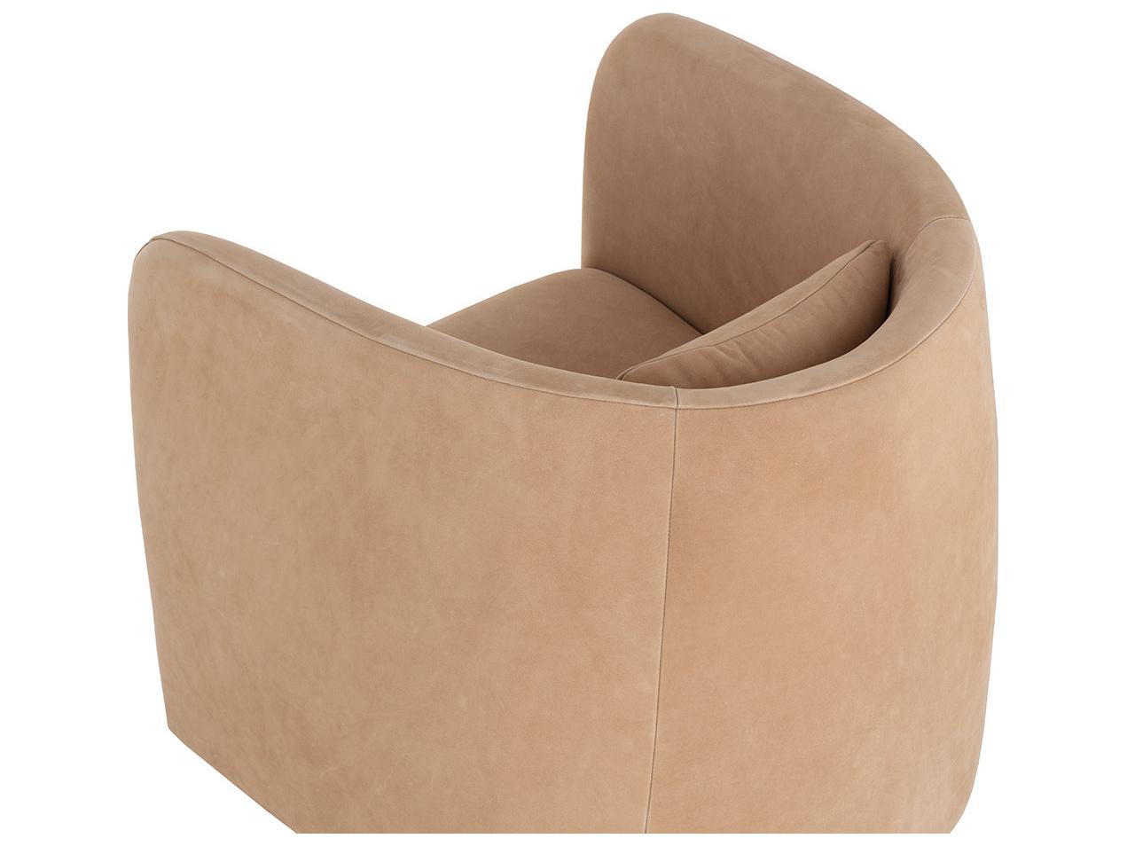 Sunpan Emilie Swivel Beige Leather Accent Chair