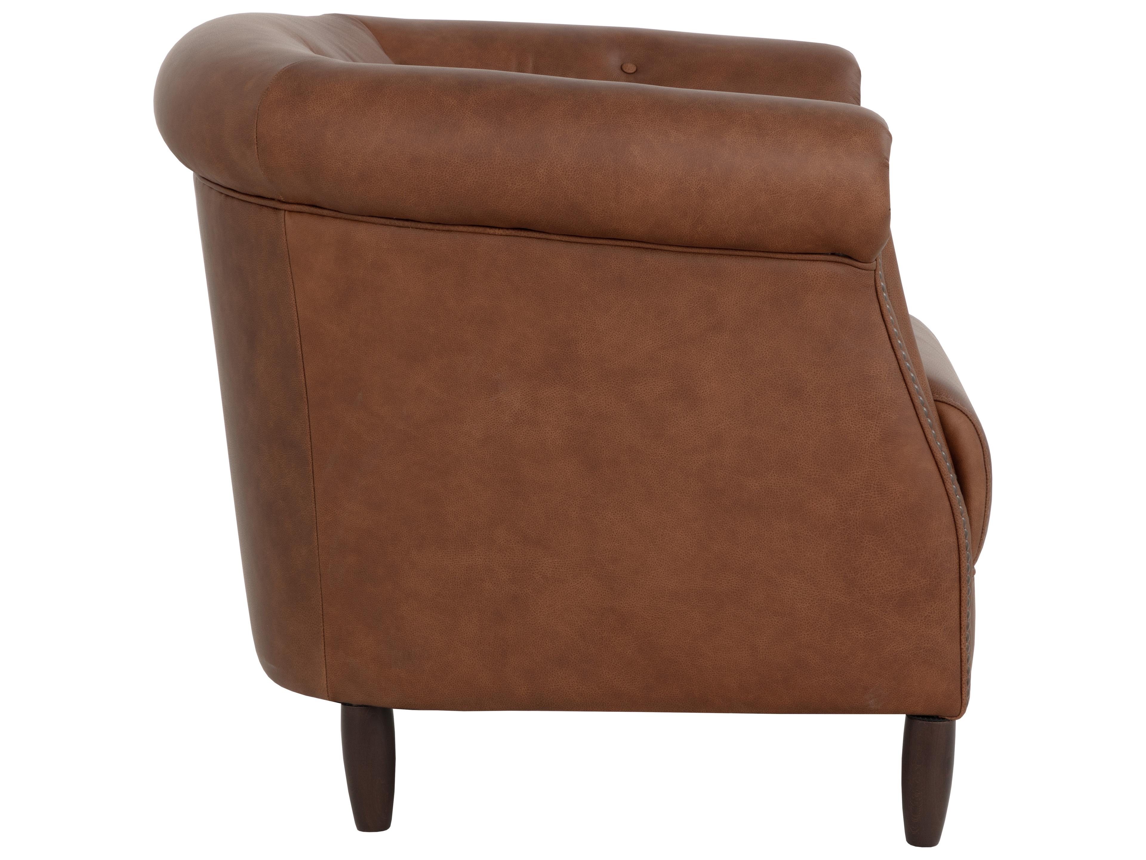 Sunpan Marjorie Brown Leather Club Chair