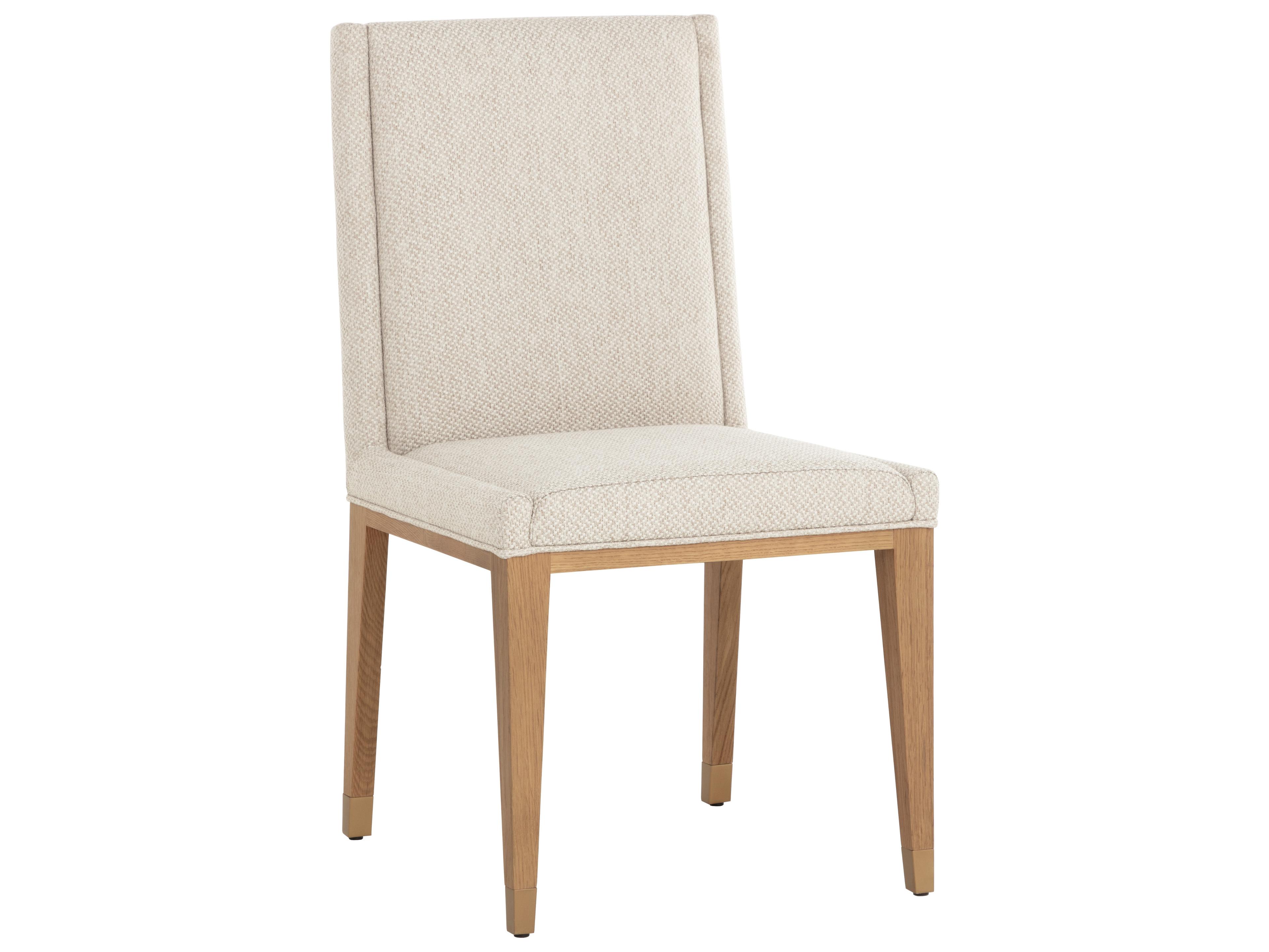 Sunpan Kalla Oak Wood Beige Upholstered Armless Dining Chair