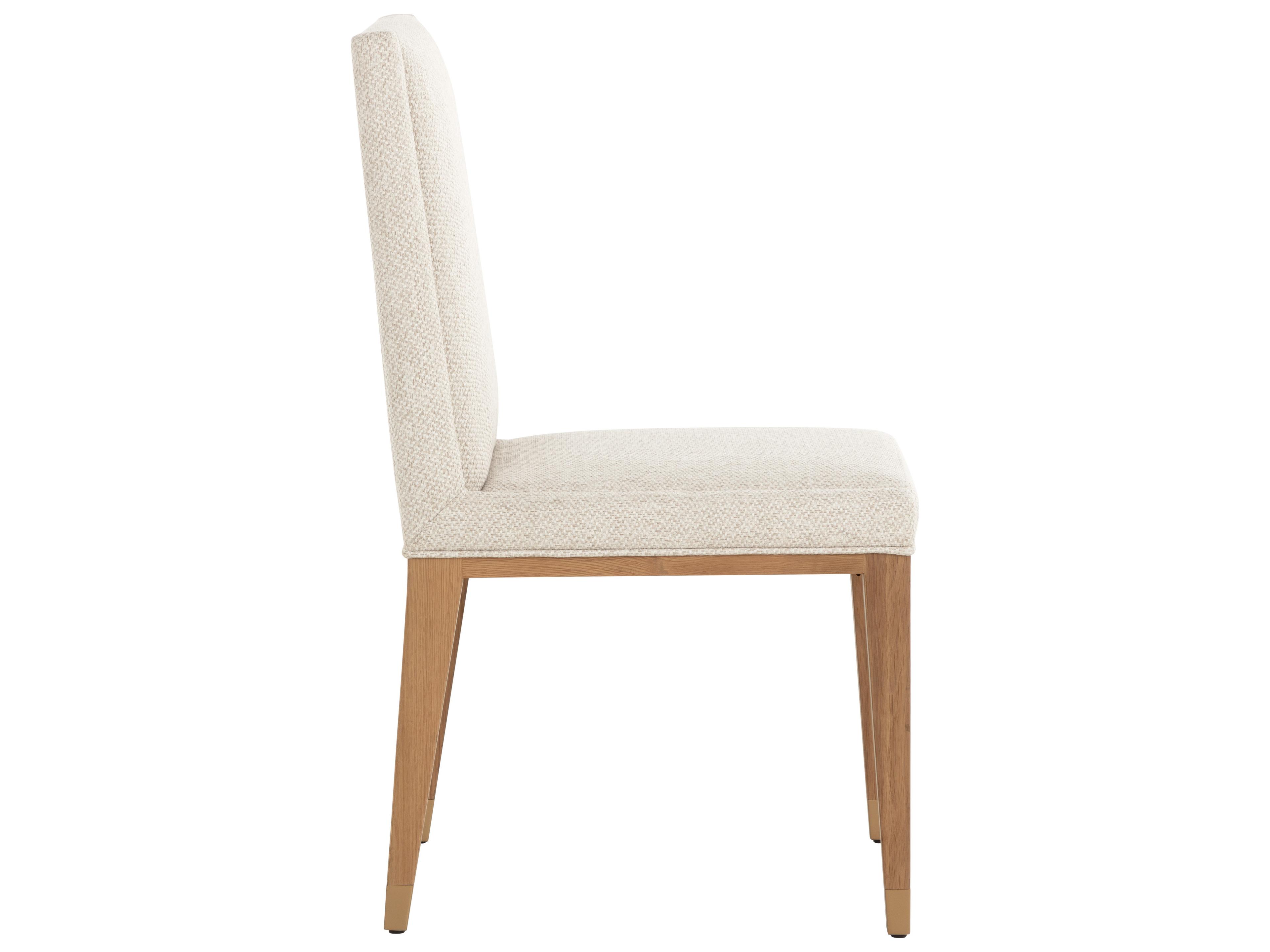 Sunpan Kalla Oak Wood Beige Upholstered Armless Dining Chair