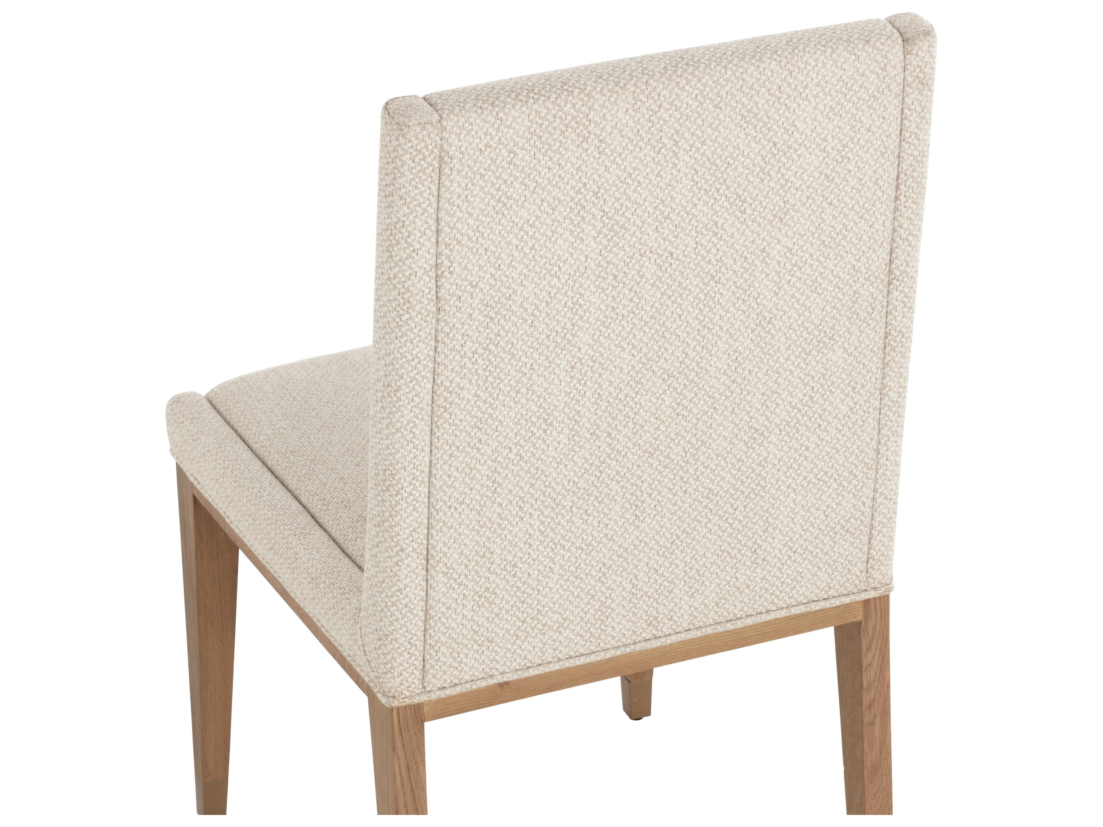 Sunpan Kalla Oak Wood Beige Upholstered Armless Dining Chair