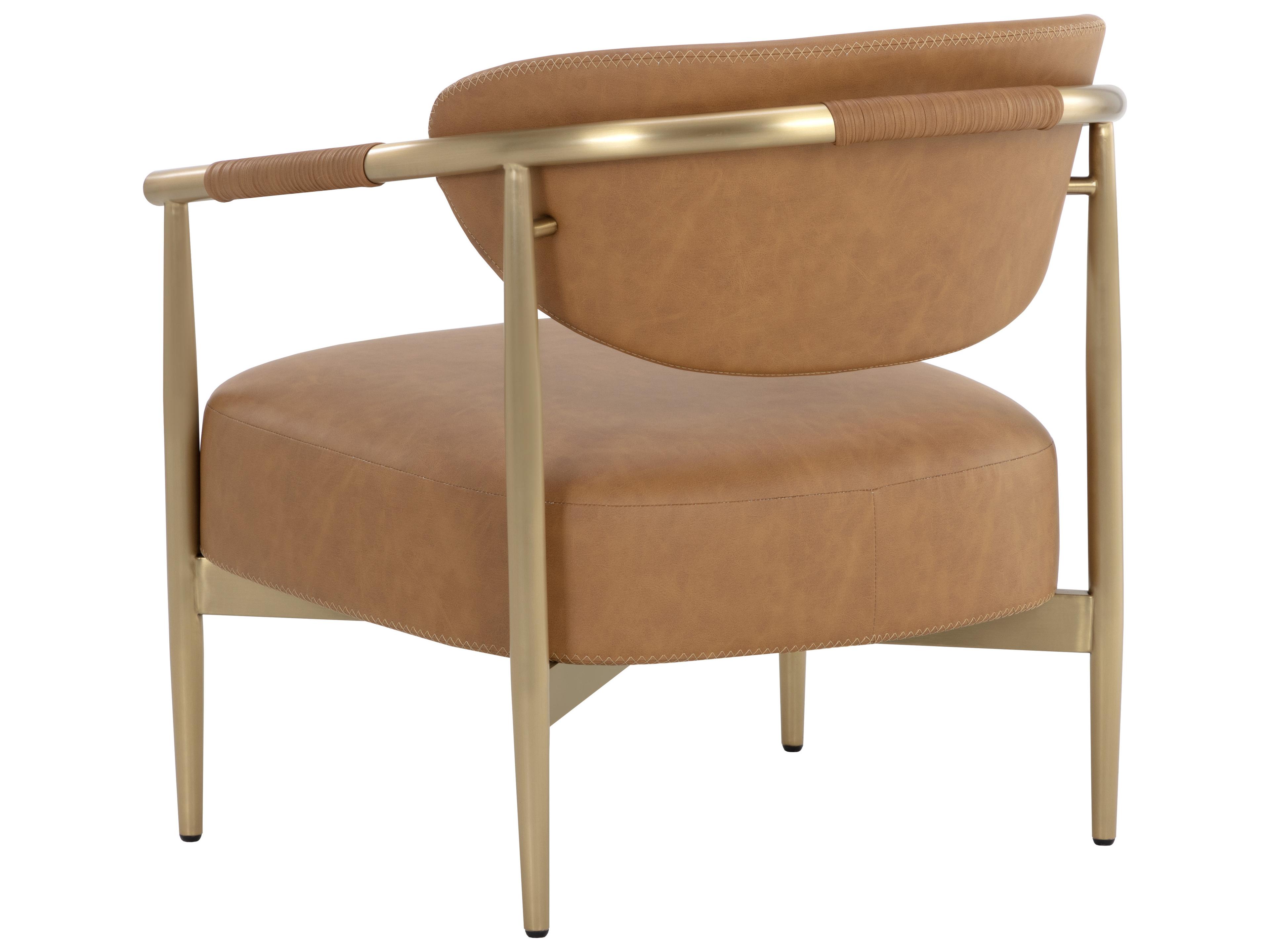 Sunpan Heloise Brown Leather Accent Chair