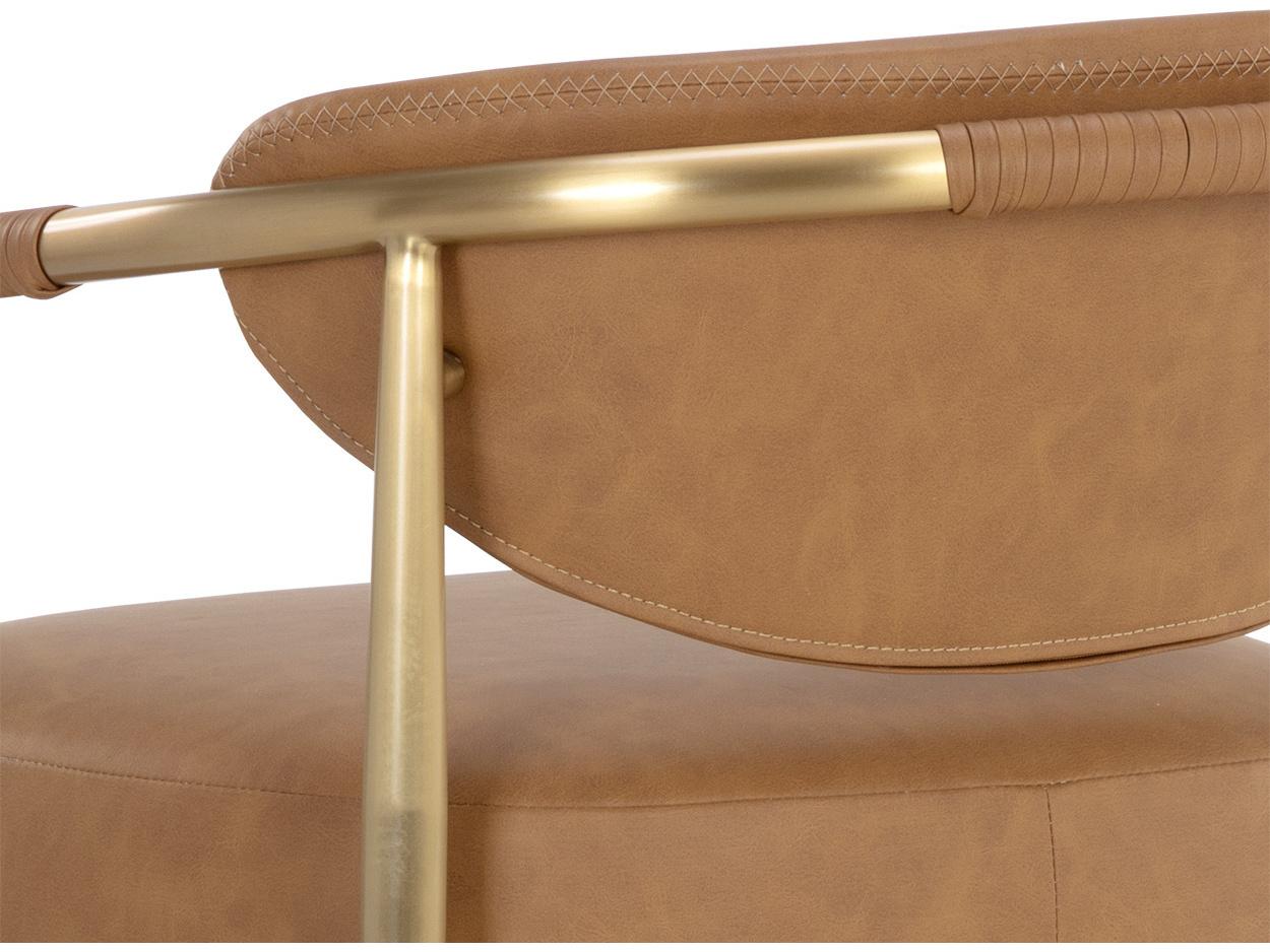 Sunpan Heloise Brown Faux Leather Solid Wood Counter Stool