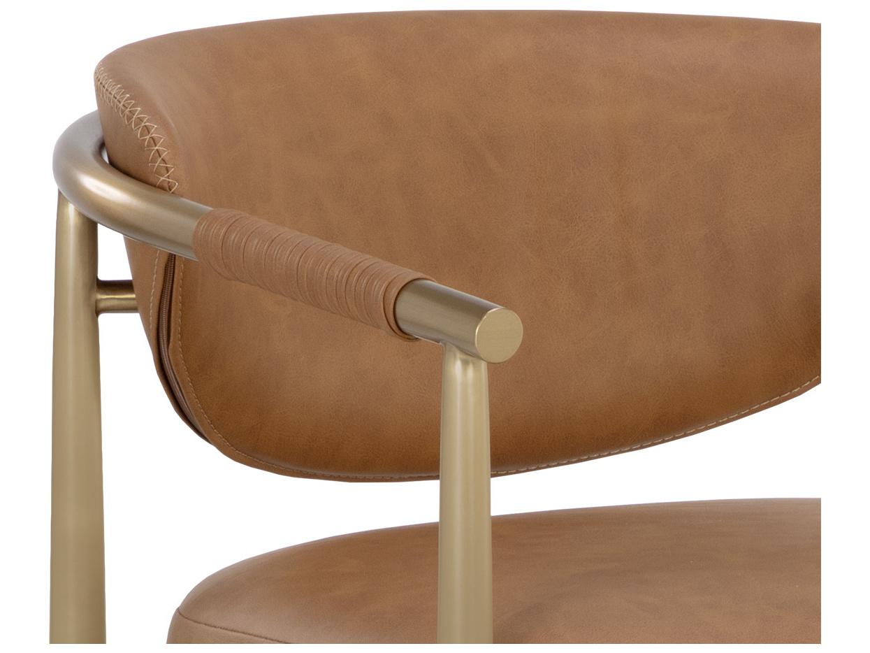 Sunpan Heloise Brown Faux Leather Solid Wood Bar Stool