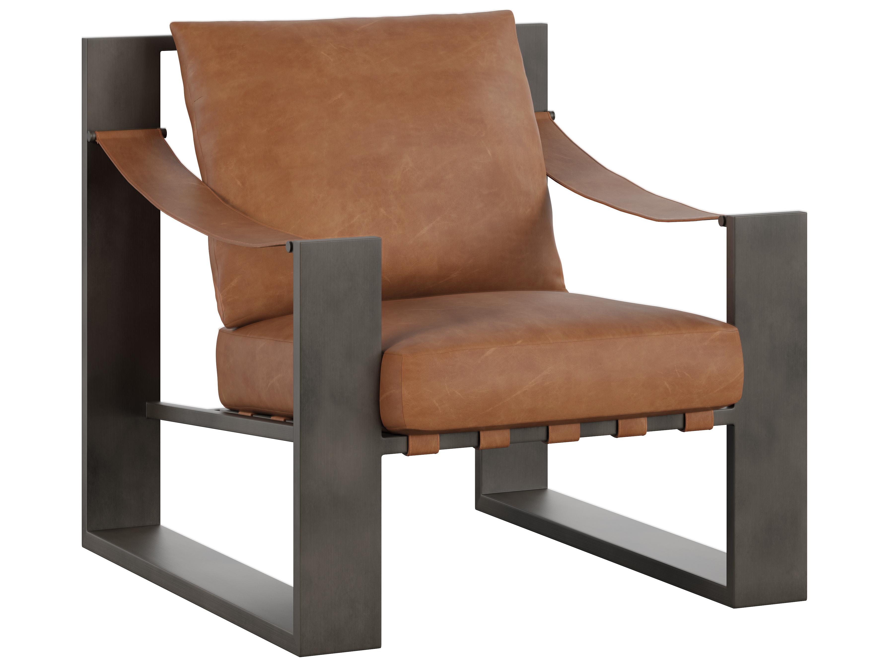 Sunpan Berke Brown Leather Accent Chair