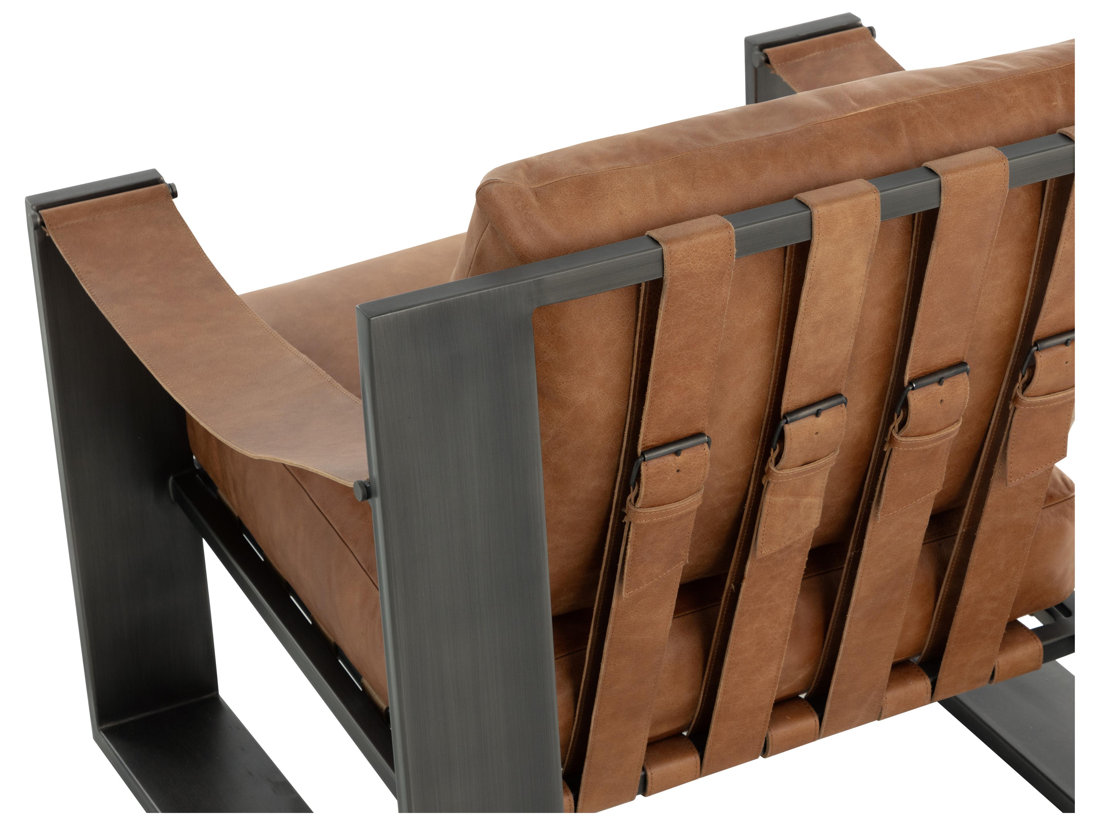 Sunpan Berke Brown Leather Accent Chair