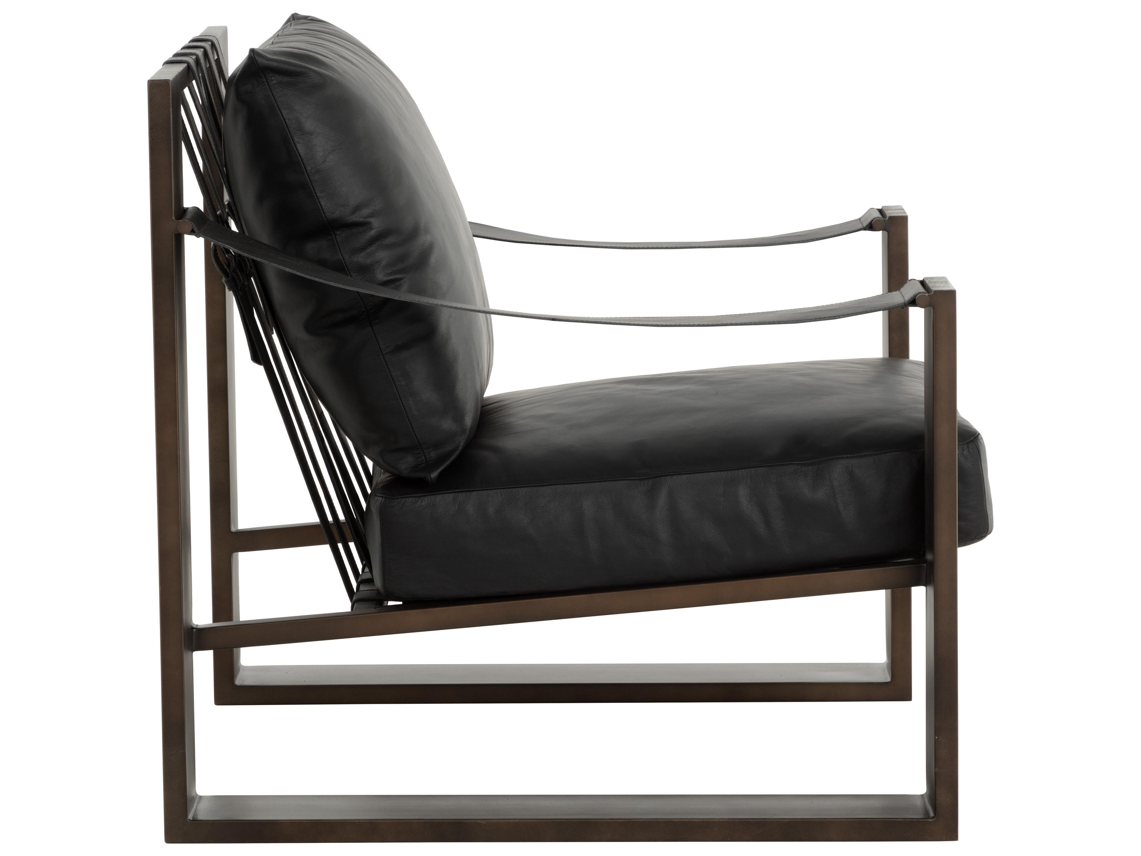Sunpan Berke Black Leather Accent Chair
