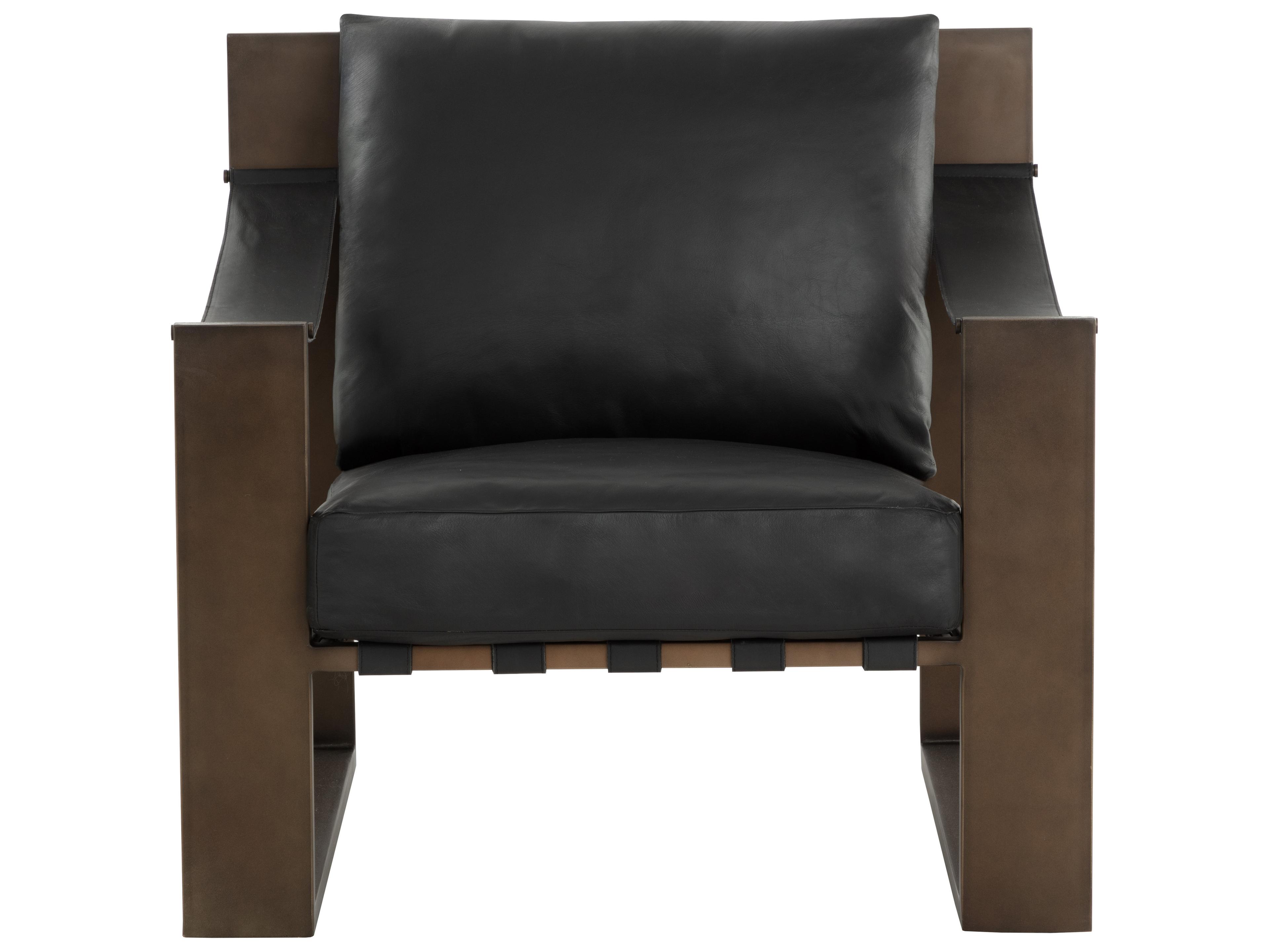Sunpan Berke Black Leather Accent Chair