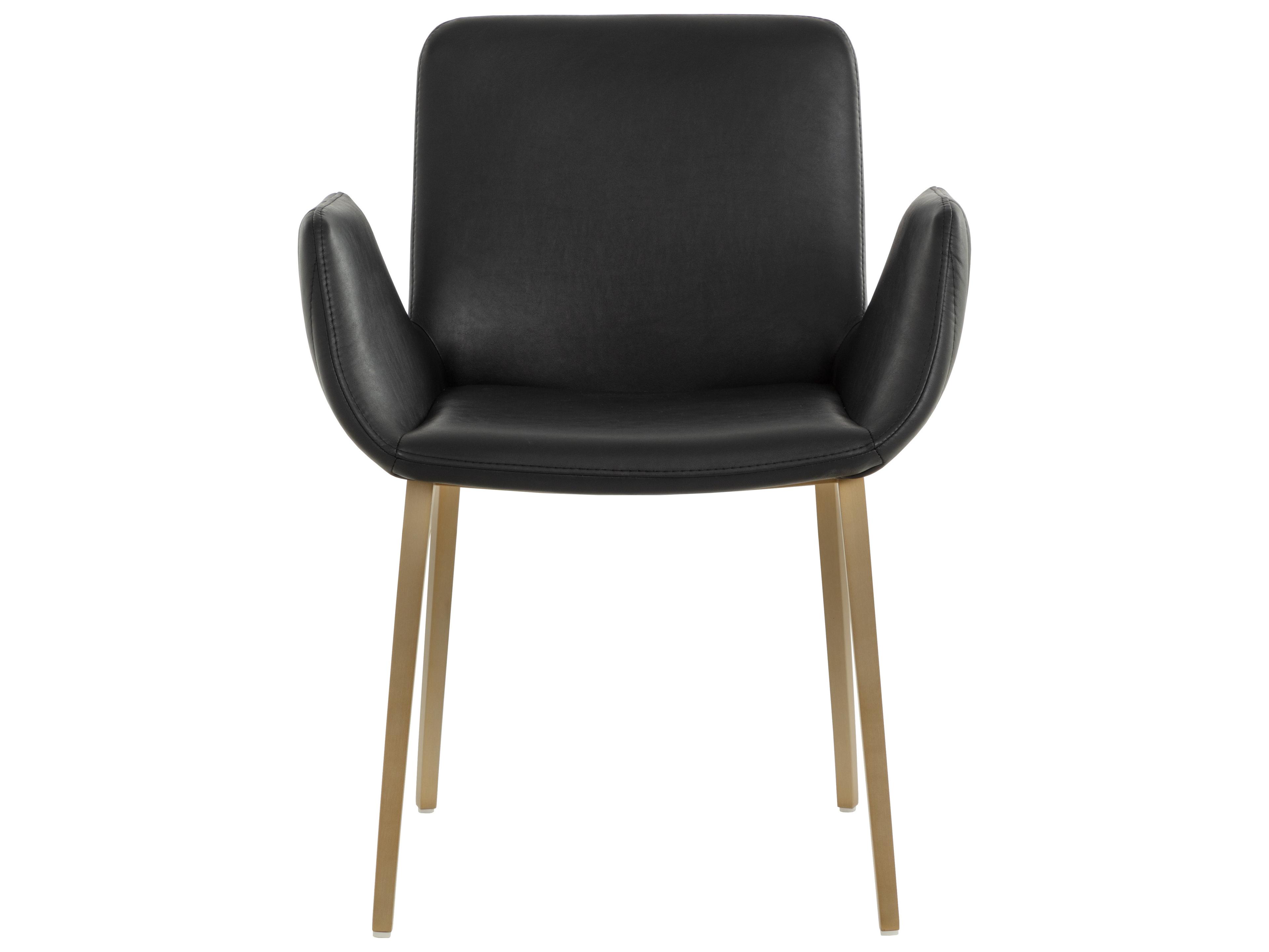 Sunpan Luca Black Faux Leather Arm Dining Chair