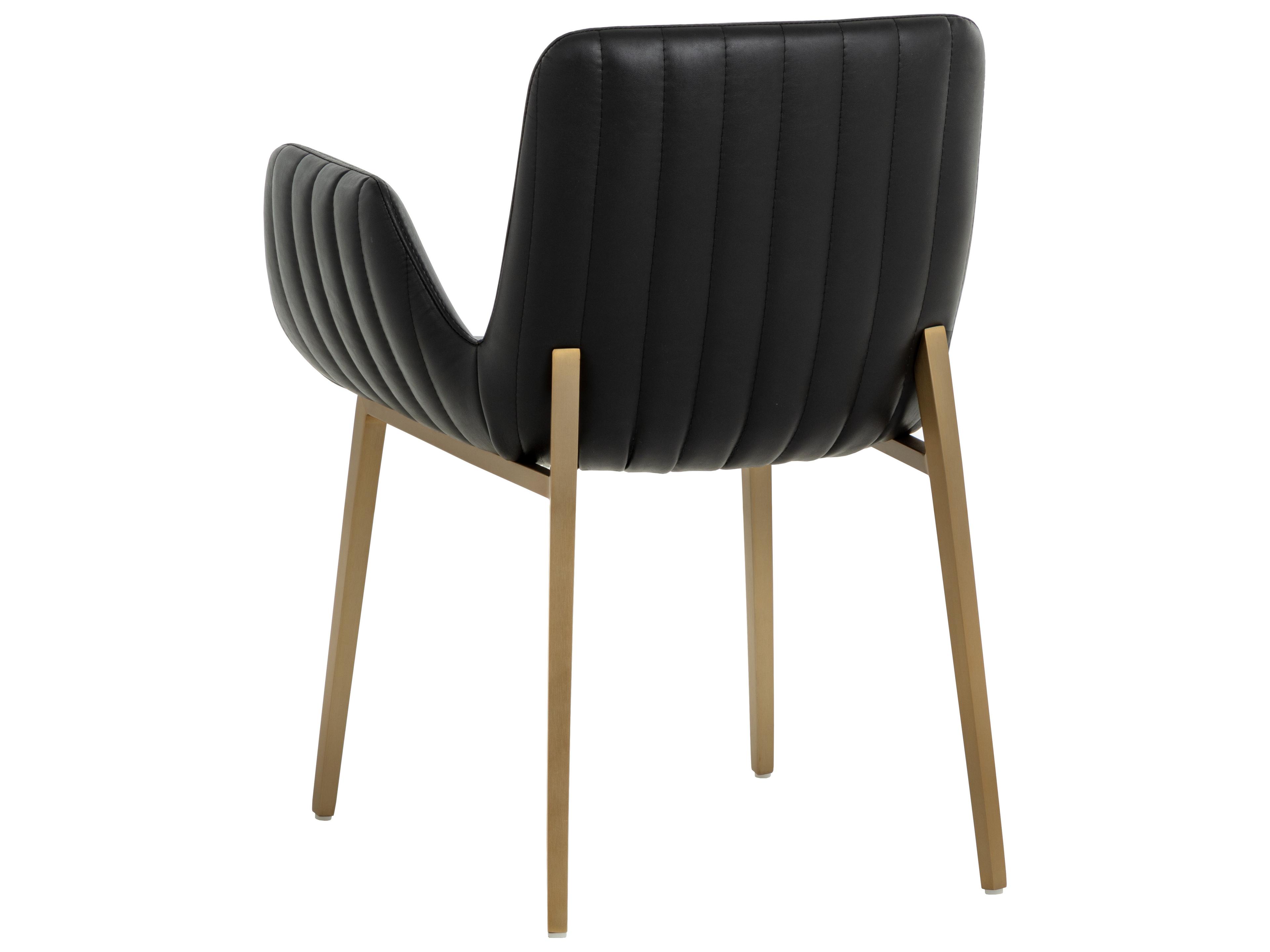 Sunpan Luca Black Faux Leather Arm Dining Chair