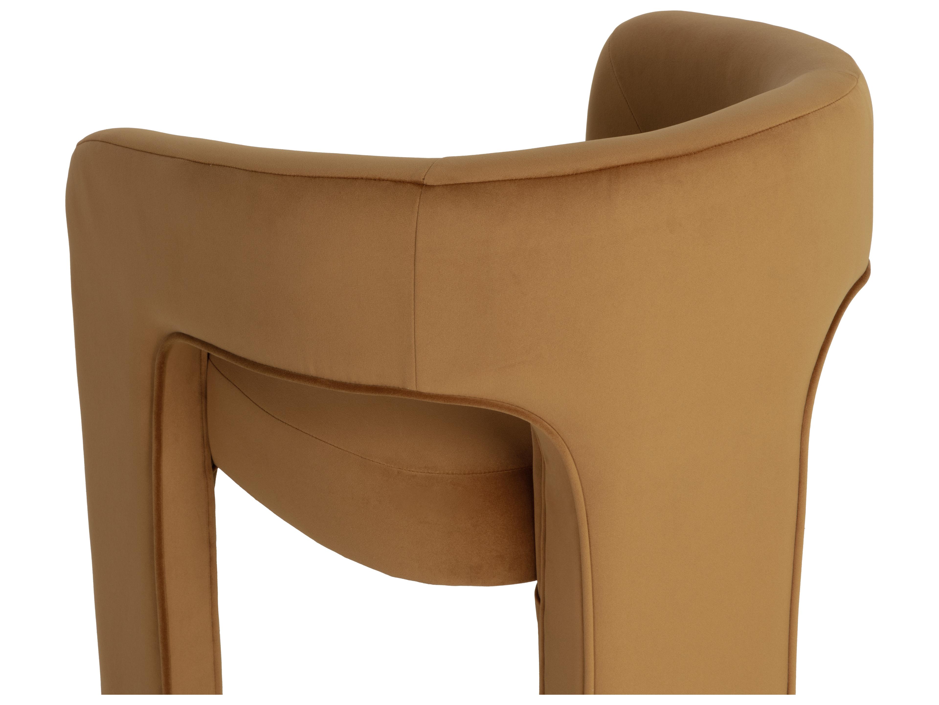 Sunpan Isidore Solid Wood Gold Upholstered Arm Dining Chair