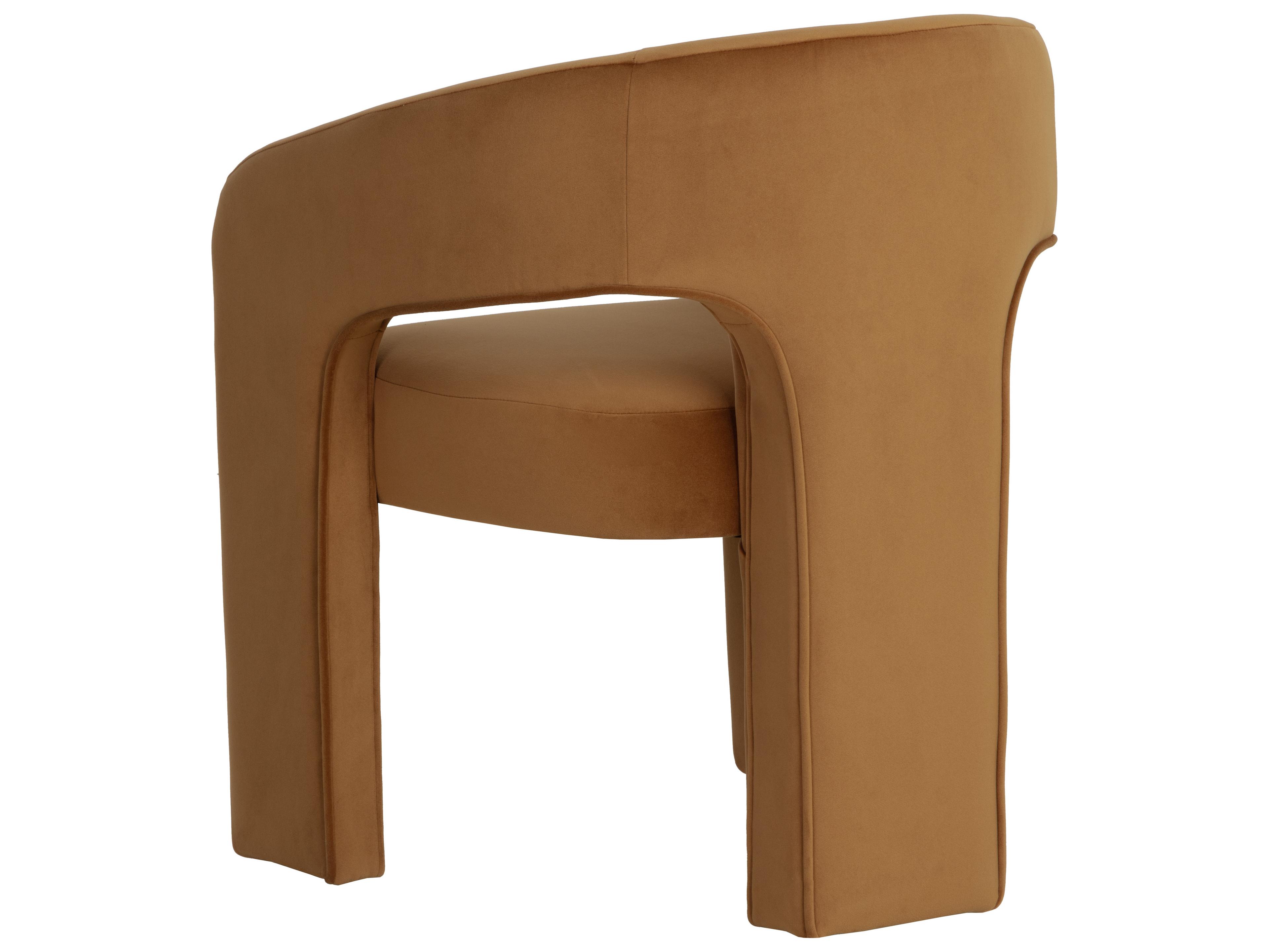Sunpan Isidore Solid Wood Gold Upholstered Arm Dining Chair