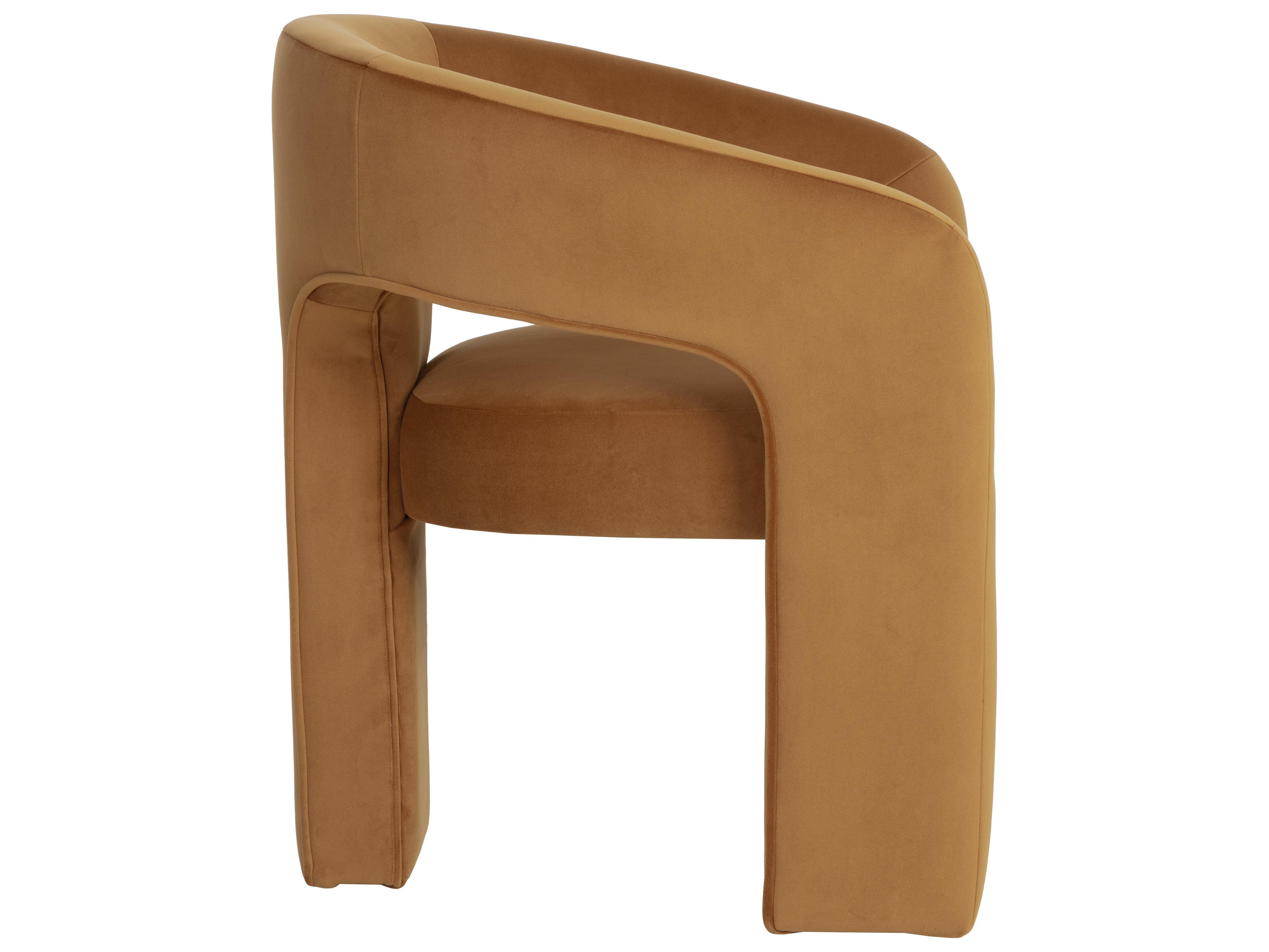 Sunpan Isidore Solid Wood Gold Upholstered Arm Dining Chair