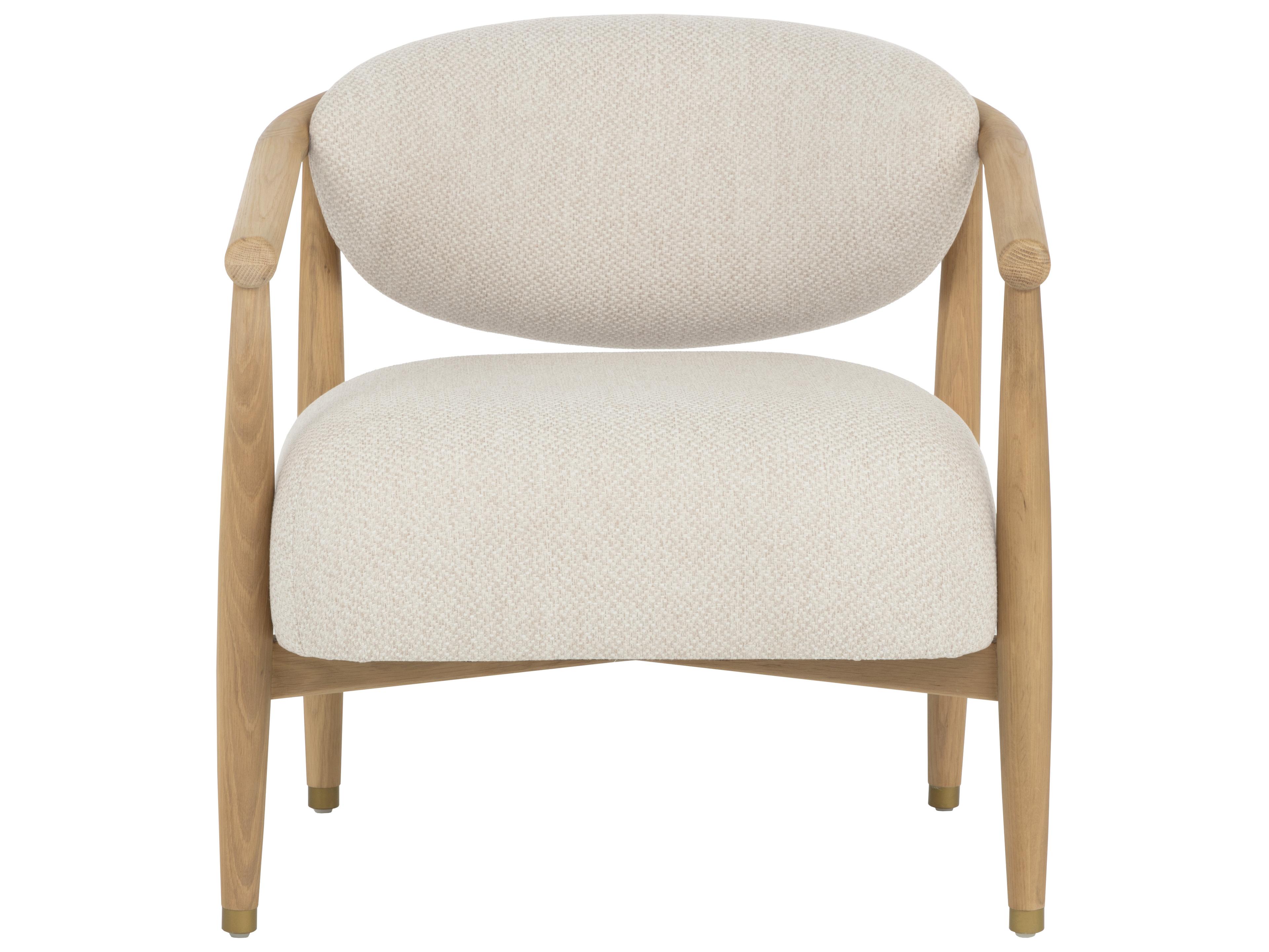 Sunpan Sigrid Lounge Chair in Light Oak in Monument Oatmeal