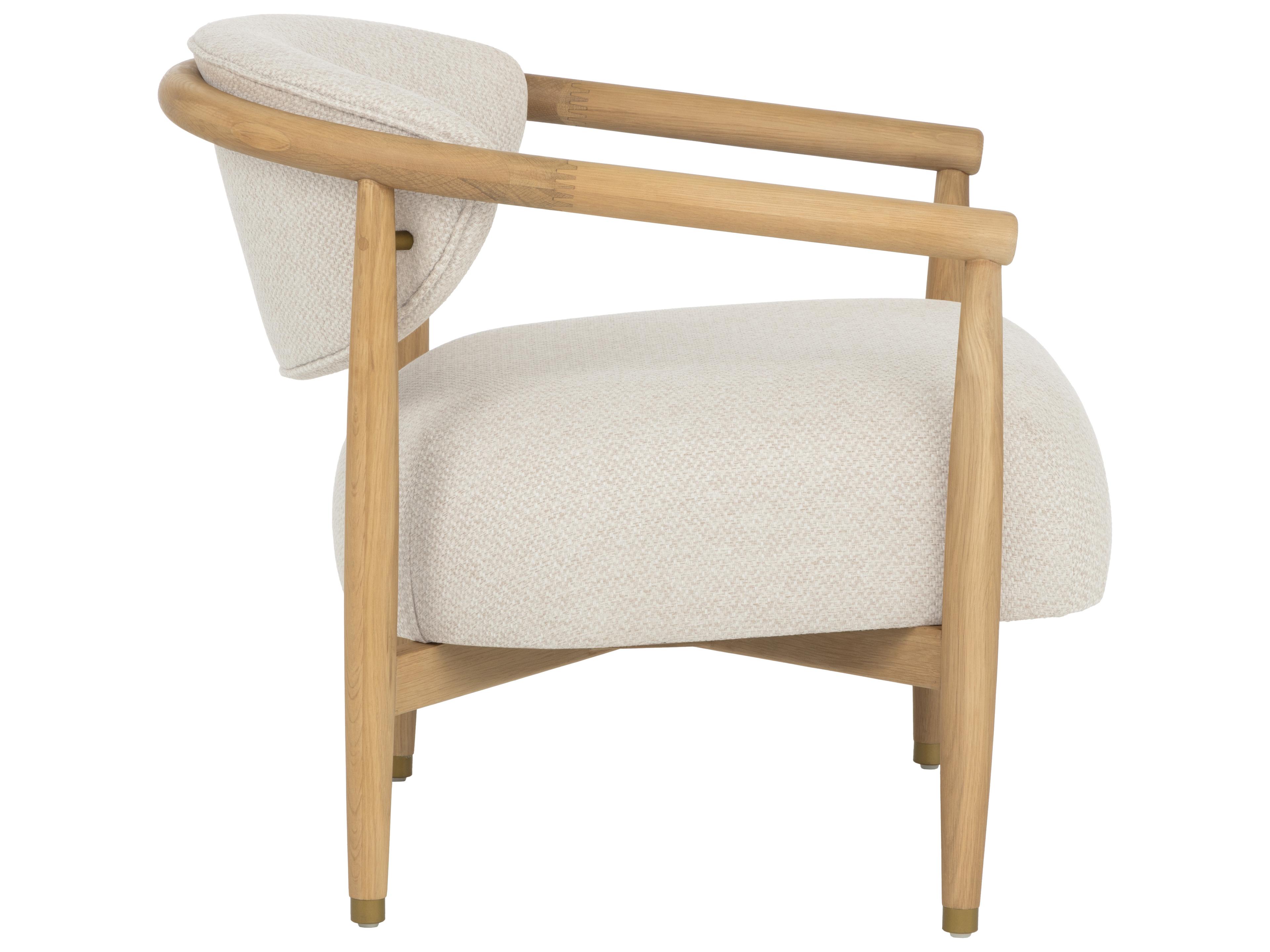 Sunpan Sigrid Lounge Chair in Light Oak in Monument Oatmeal