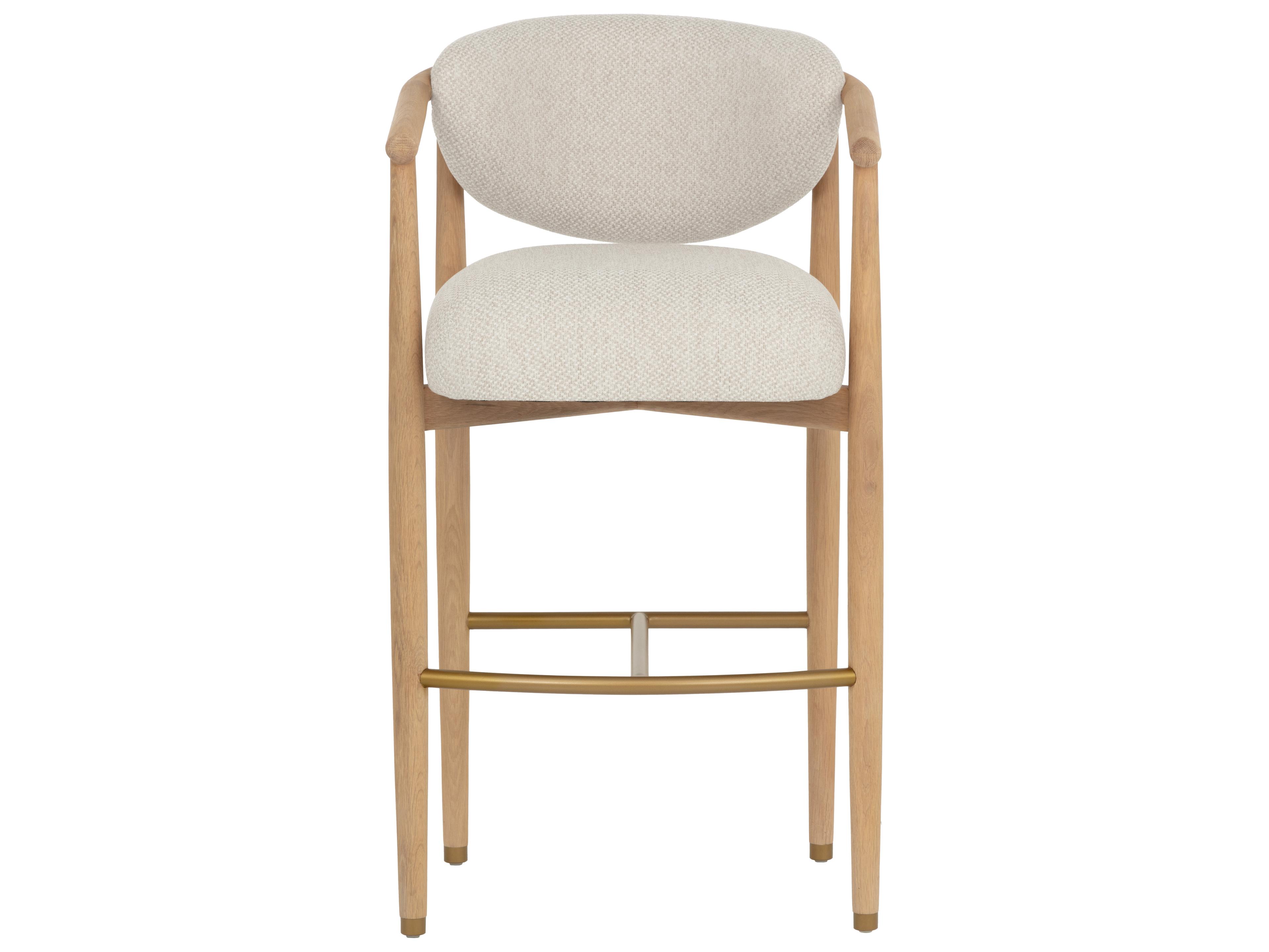 Sunpan Sigrid Barstool in Light Oak in Monument Oatmeal