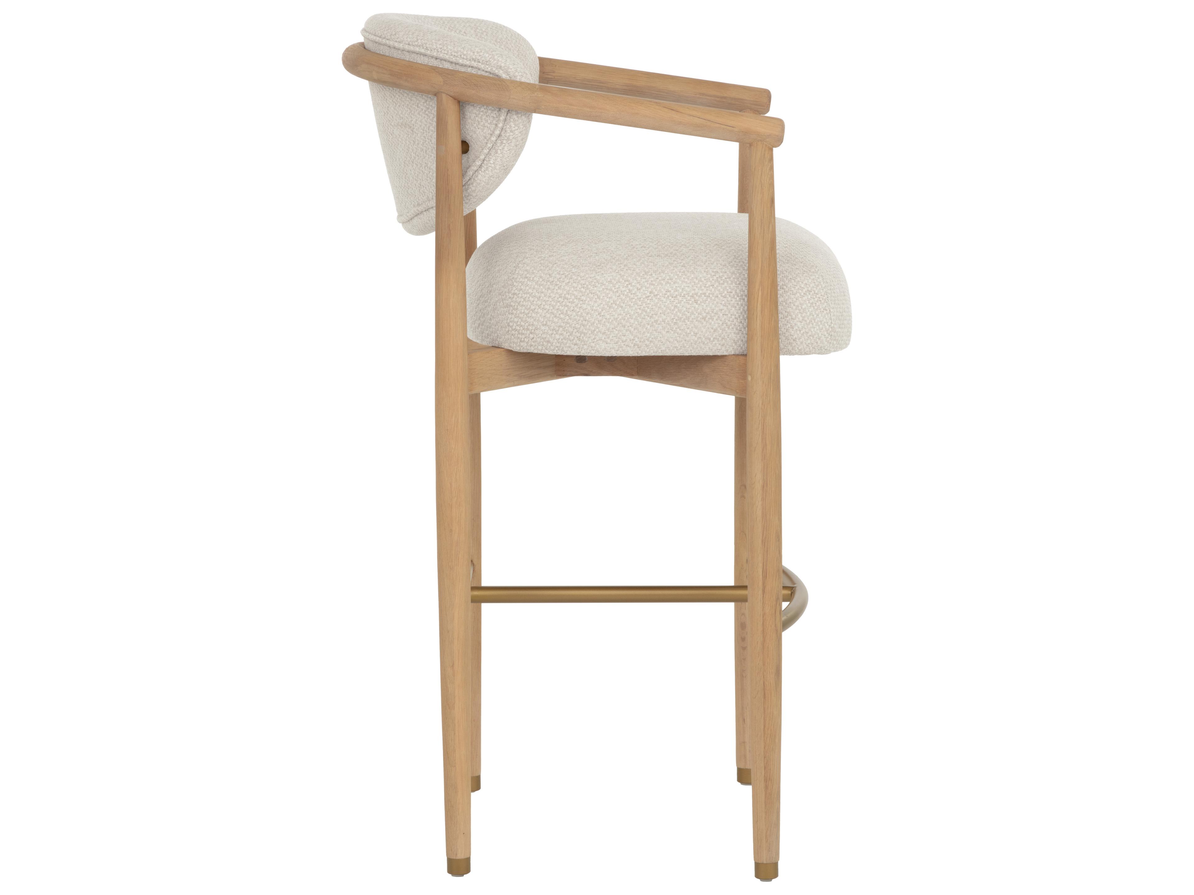 Sunpan Sigrid Barstool in Light Oak in Monument Oatmeal