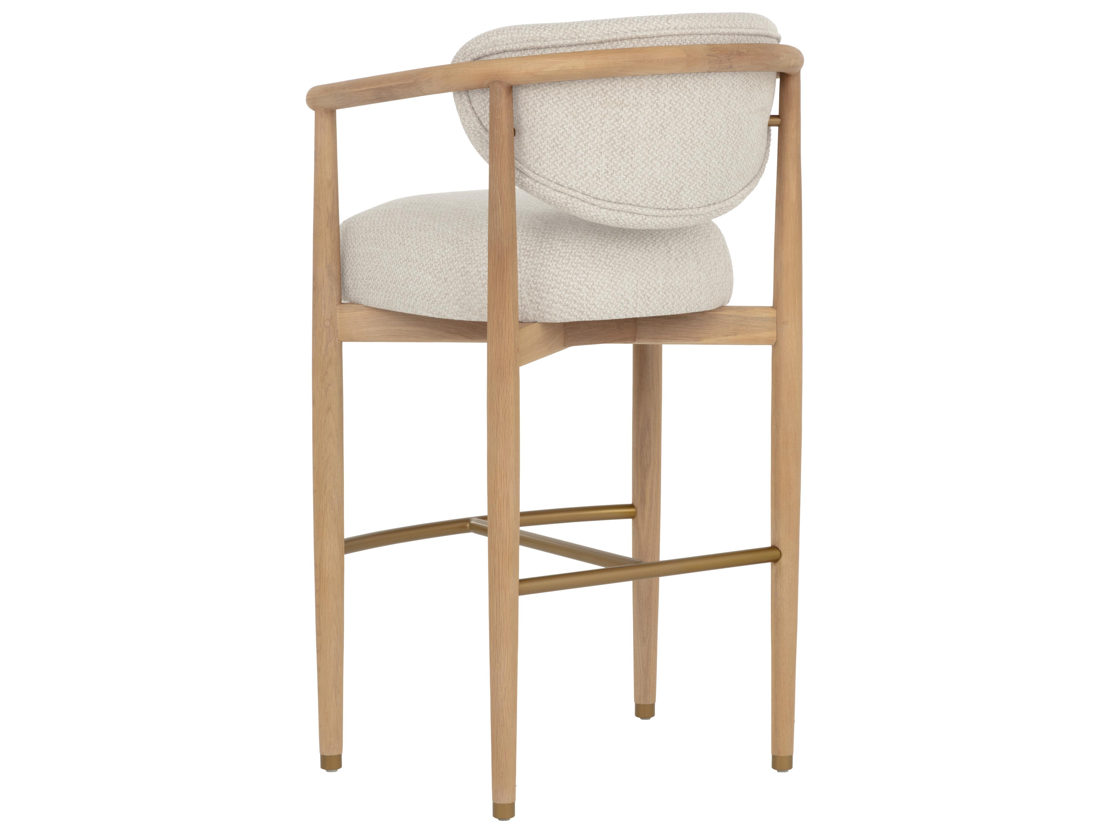 Sunpan Sigrid Barstool in Light Oak in Monument Oatmeal