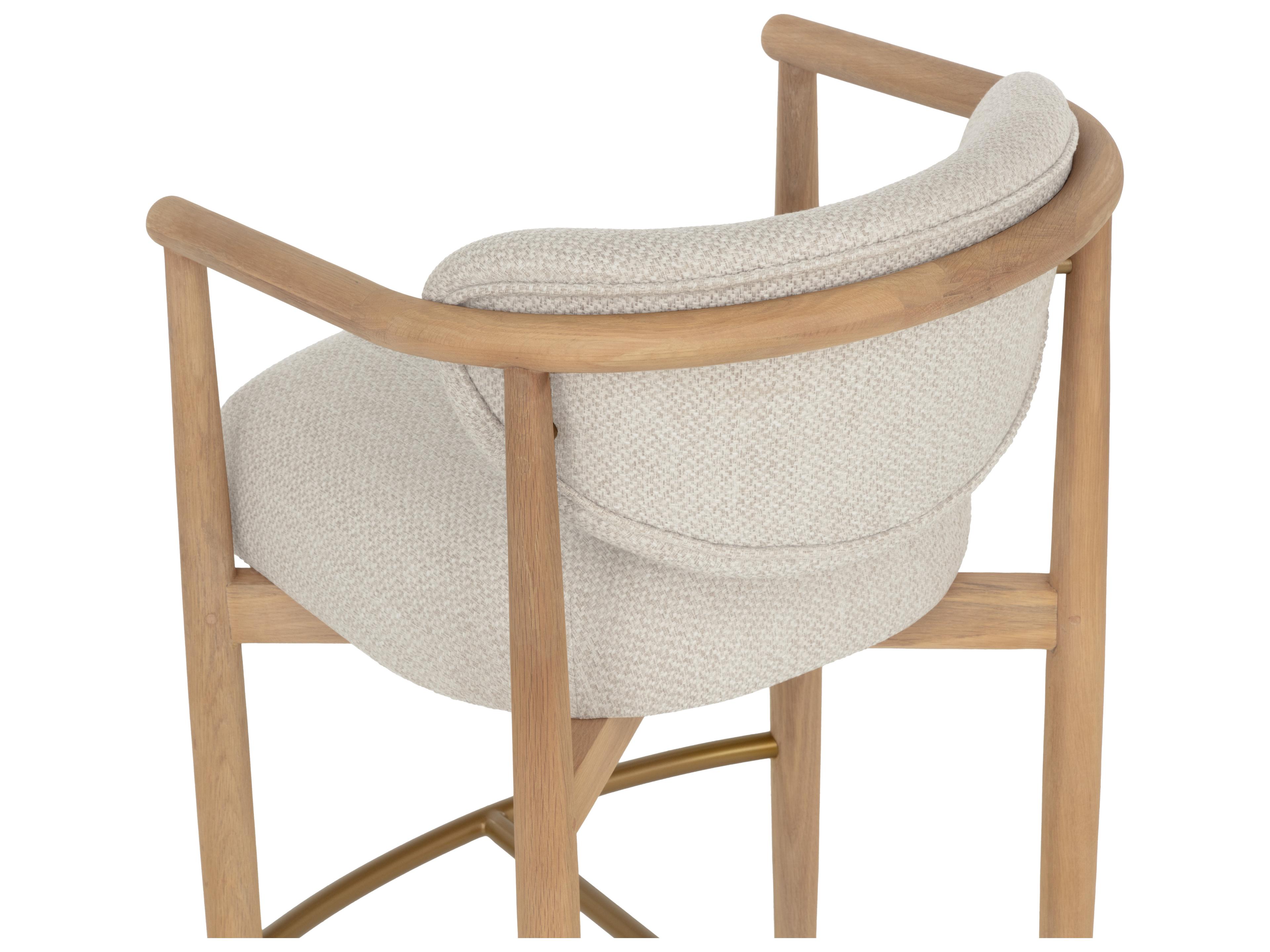 Sunpan Sigrid Barstool in Light Oak in Monument Oatmeal