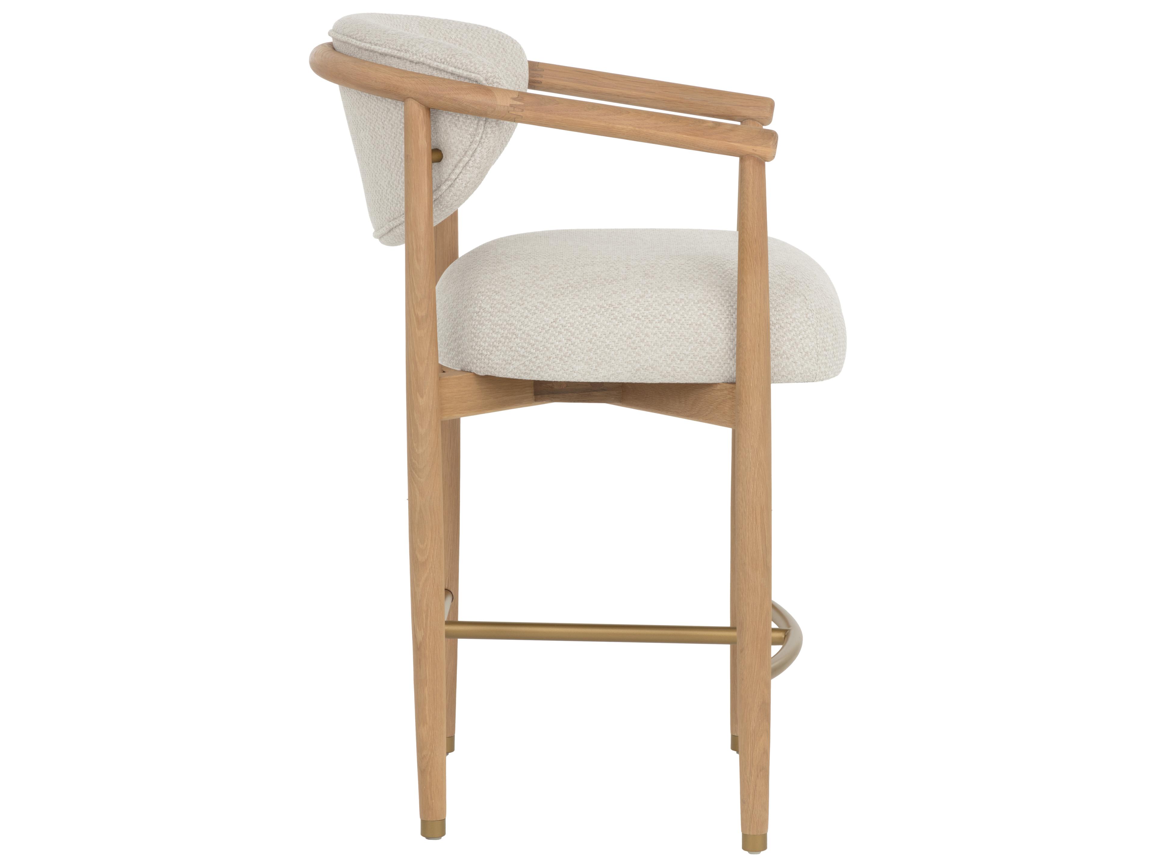 Sunpan Sigrid Counter Stool in Light Oak in Monument Oatmeal