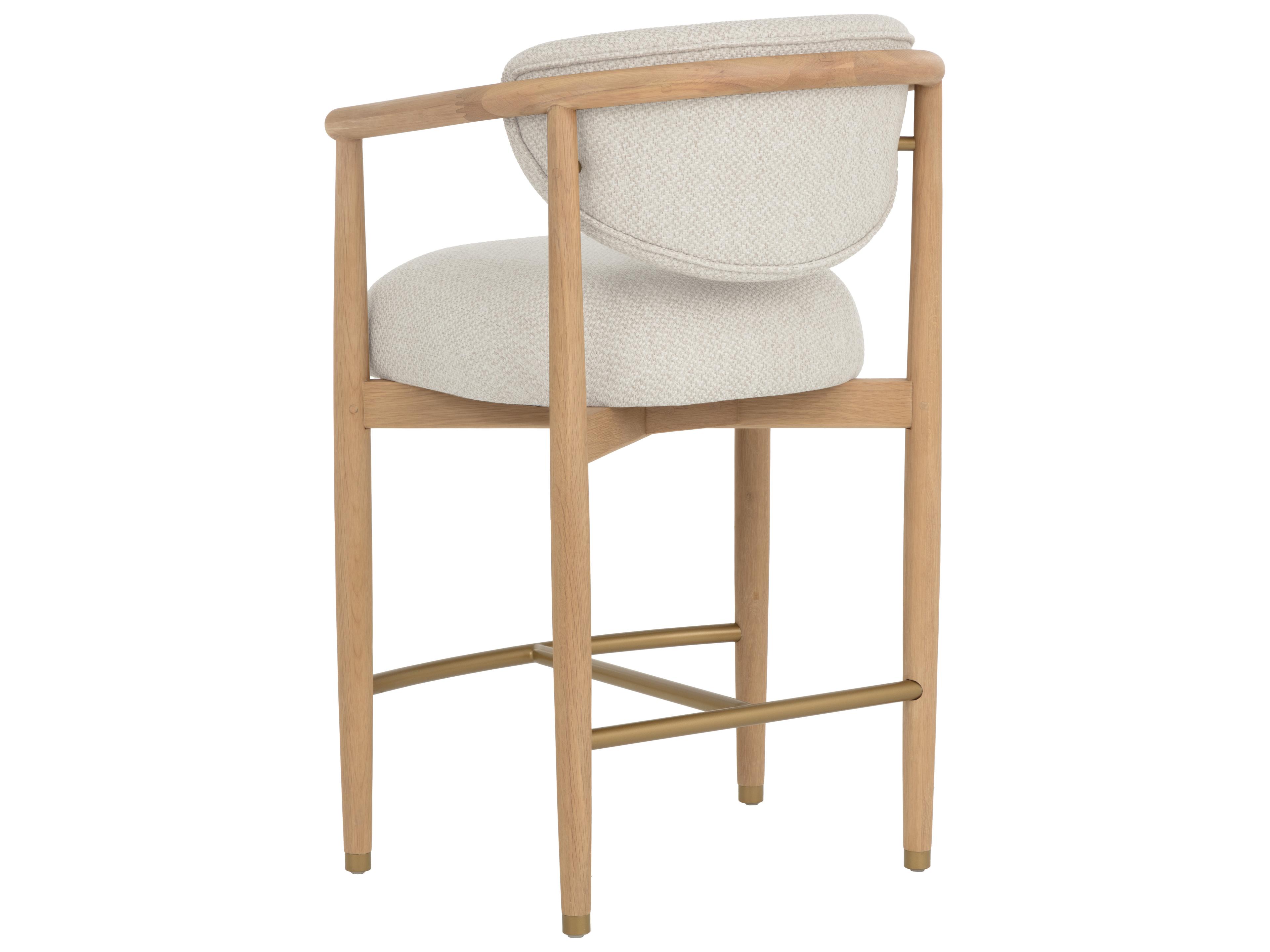 Sunpan Sigrid Counter Stool in Light Oak in Monument Oatmeal