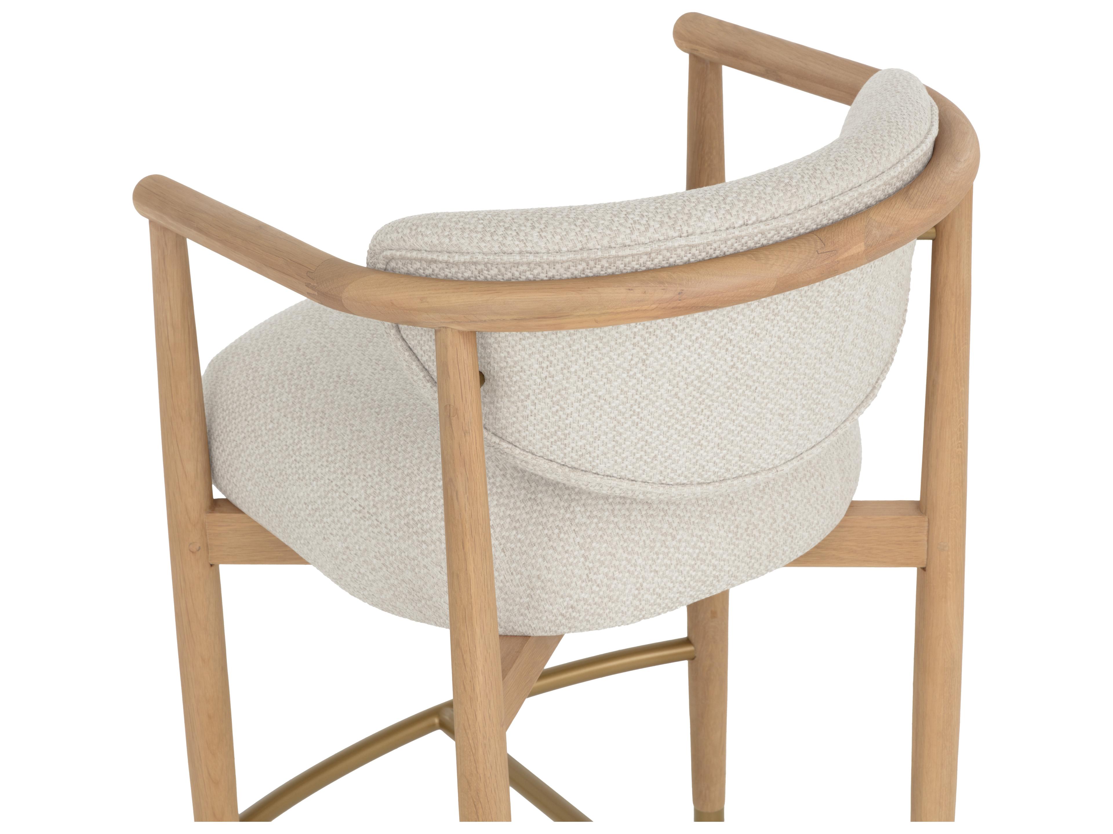 Sunpan Sigrid Counter Stool in Light Oak in Monument Oatmeal