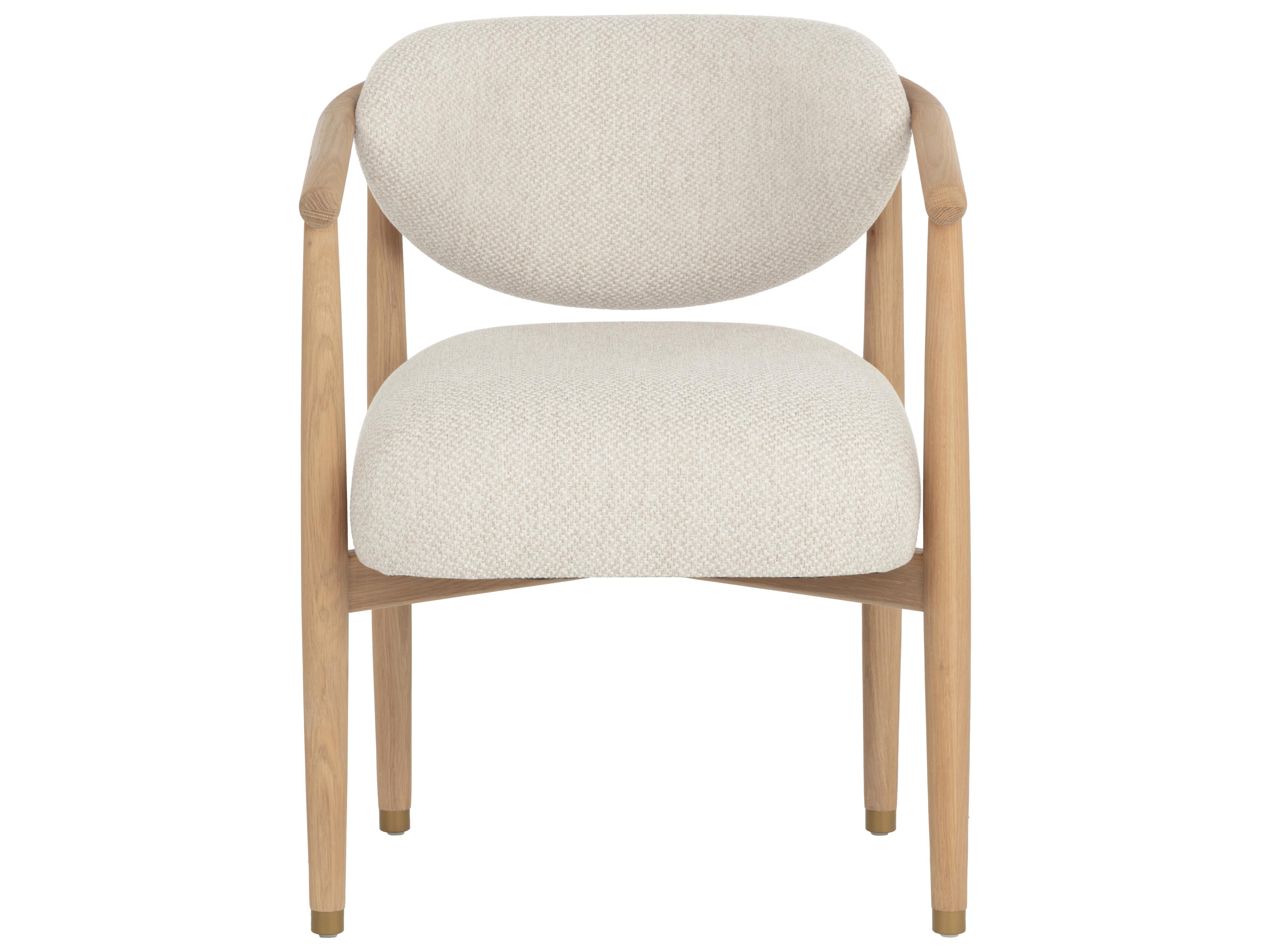 Sunpan Sigrid Dining Armchair in Light Oak in Monument Oatmeal