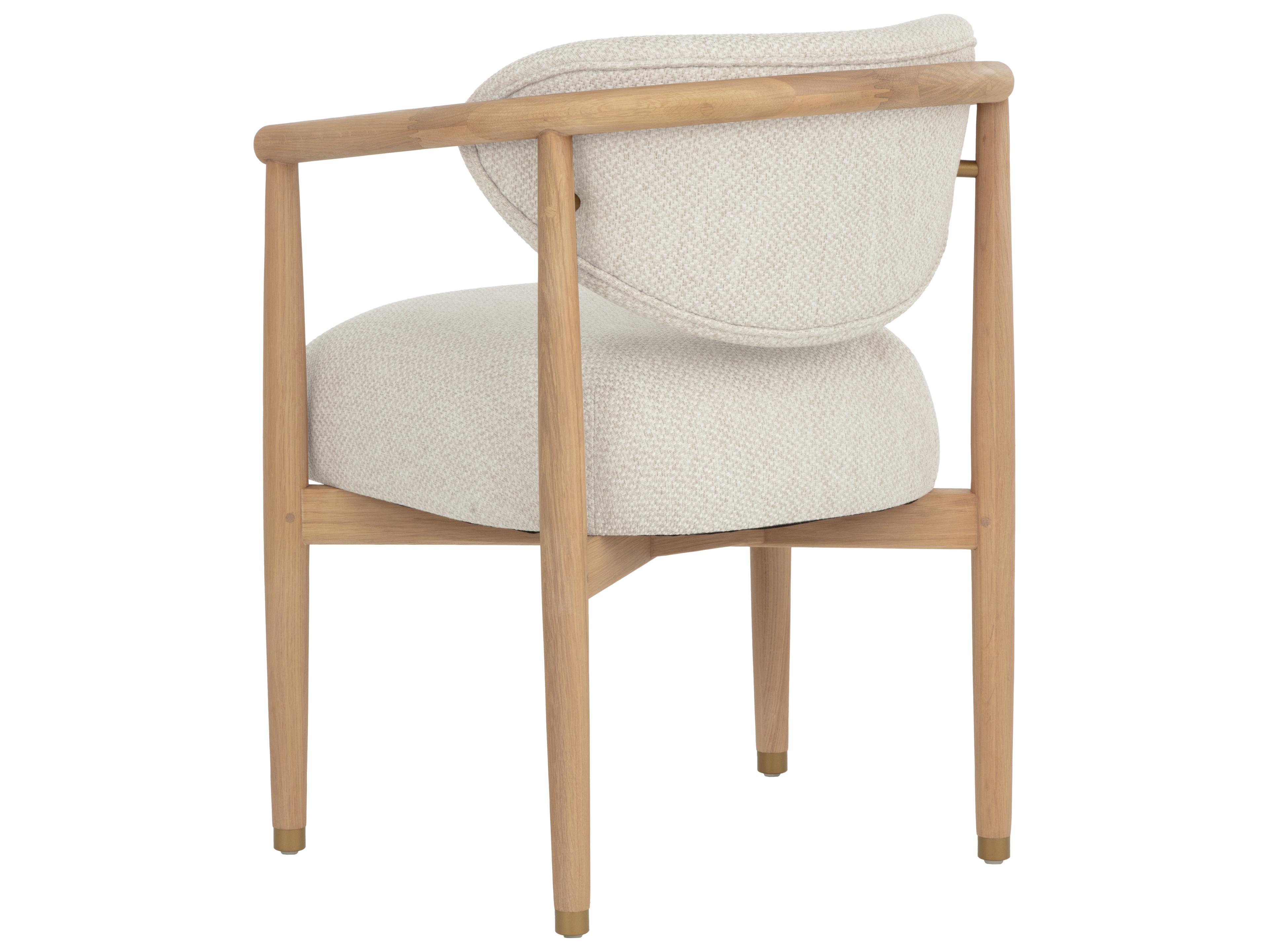 Sunpan Sigrid Dining Armchair in Light Oak in Monument Oatmeal