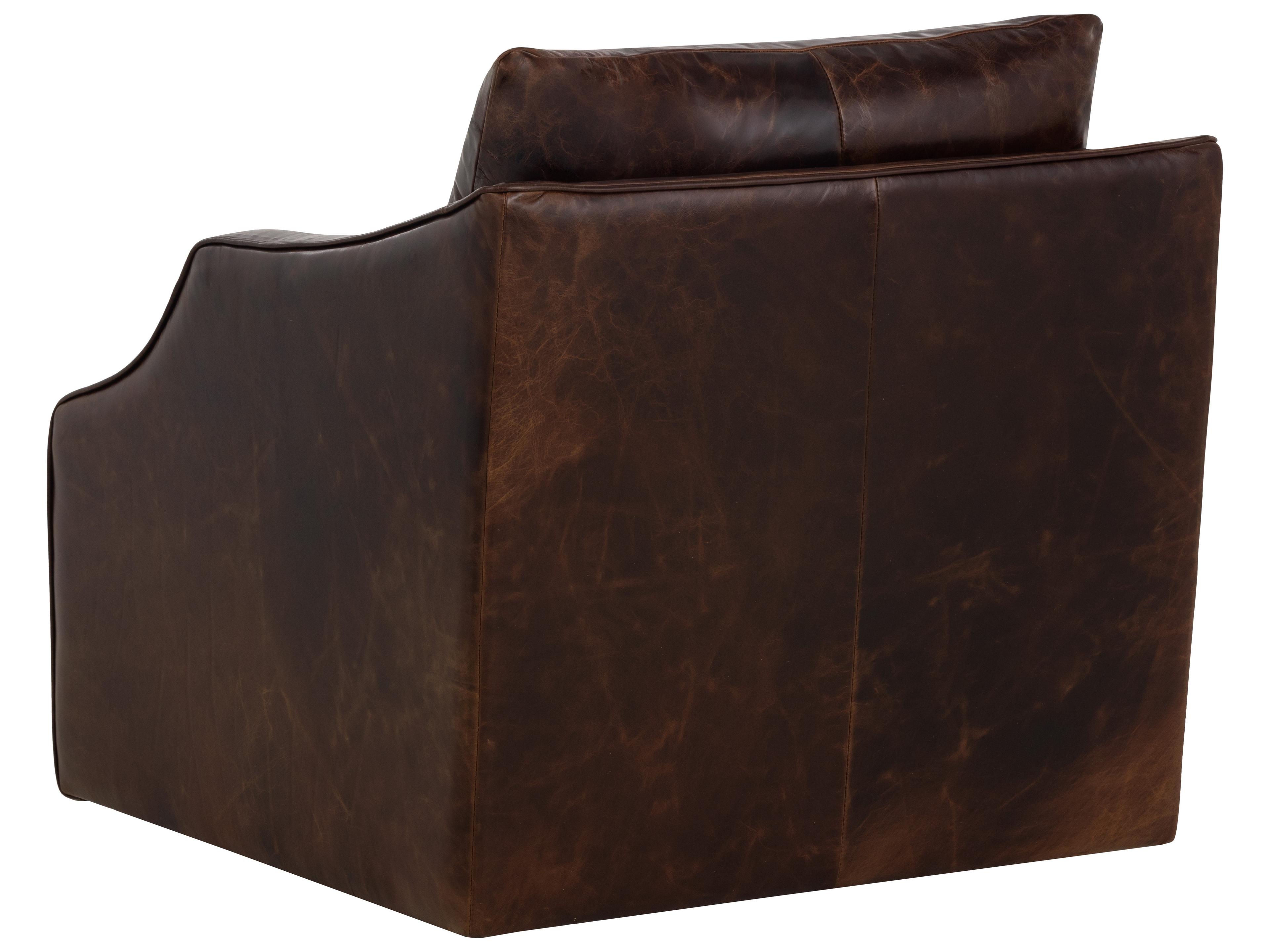 Sunpan Orwell Swivel Brown Leather Accent Chair