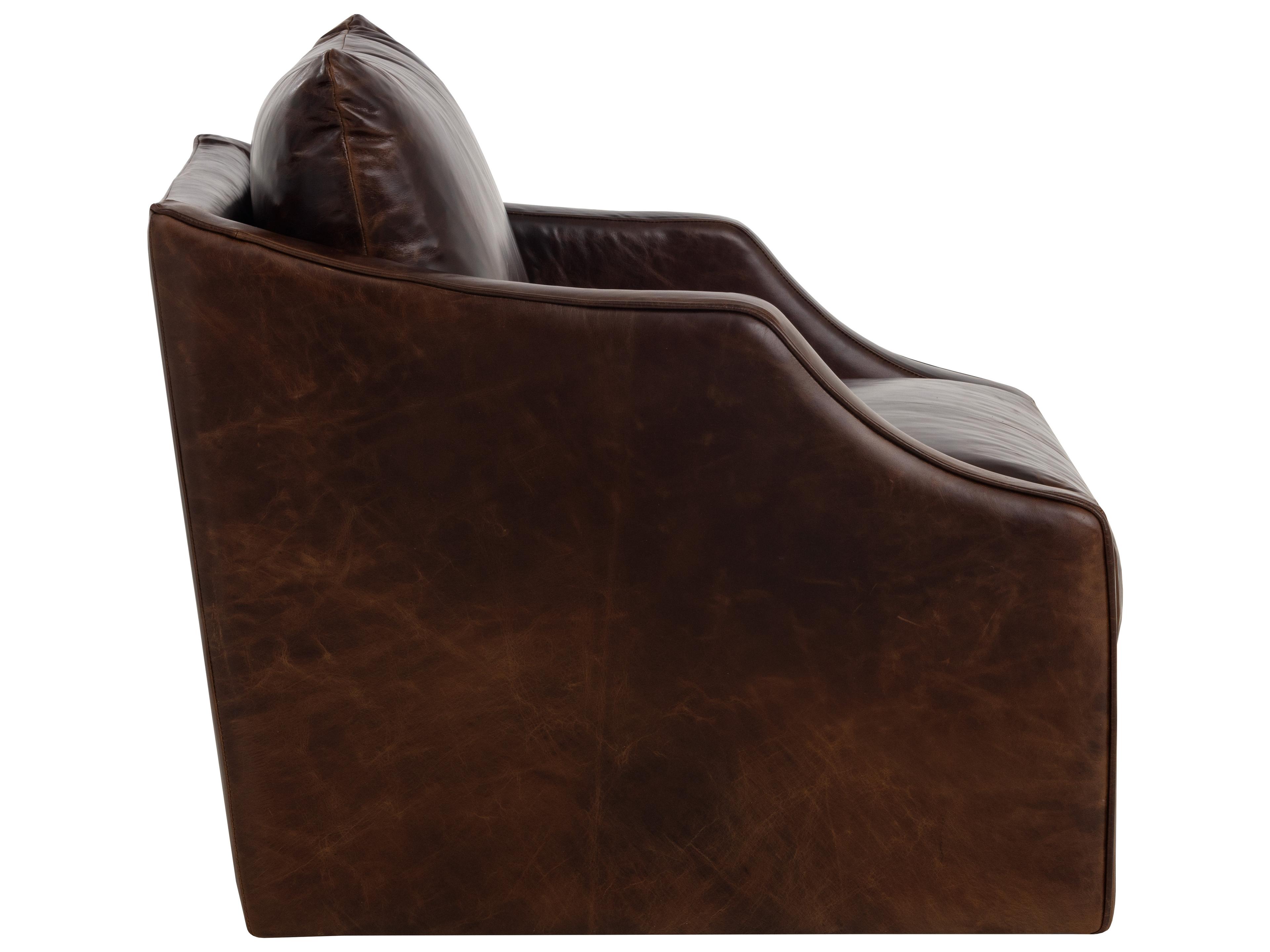 Sunpan Orwell Swivel Brown Leather Accent Chair