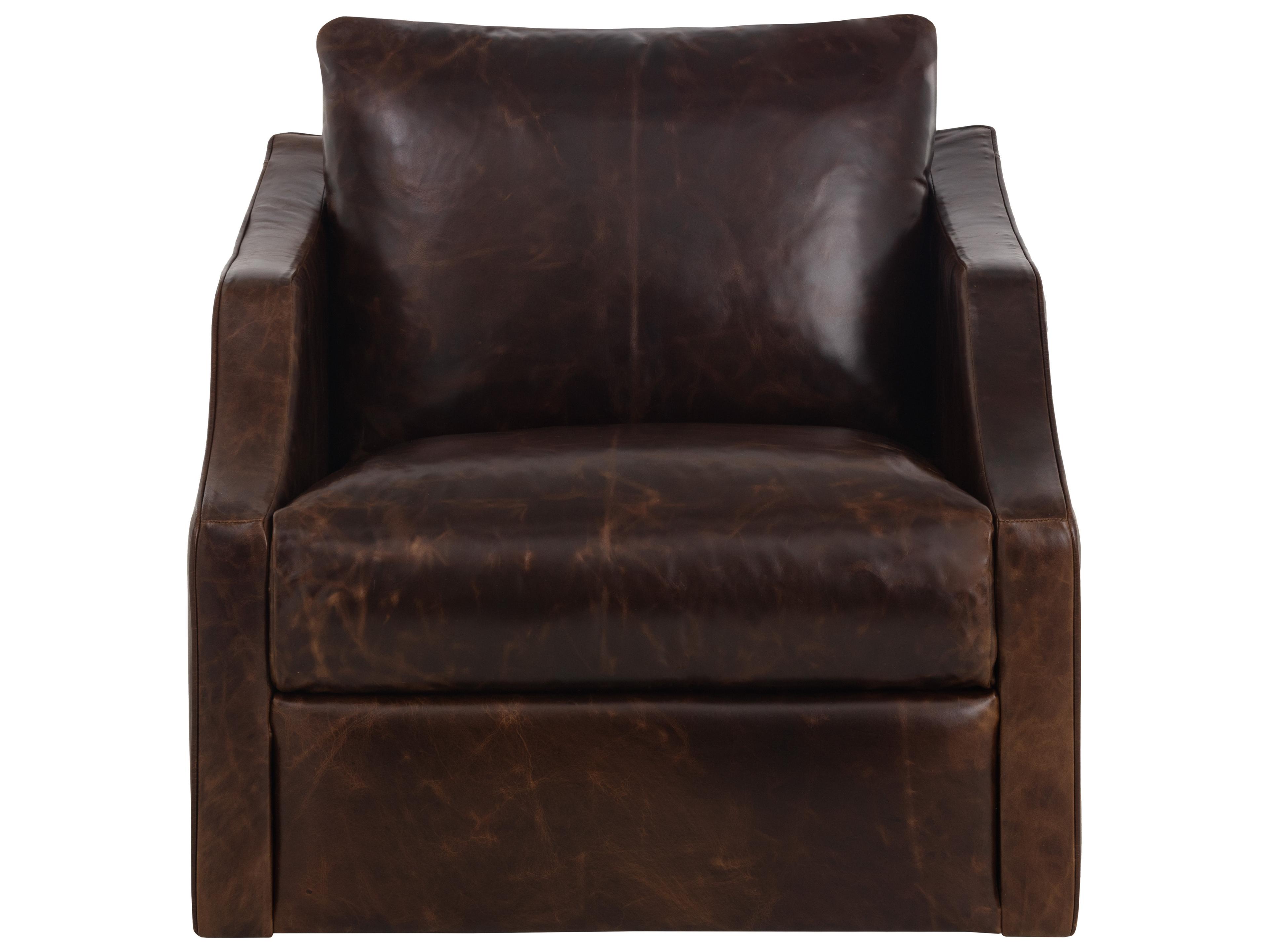 Sunpan Orwell Swivel Brown Leather Accent Chair
