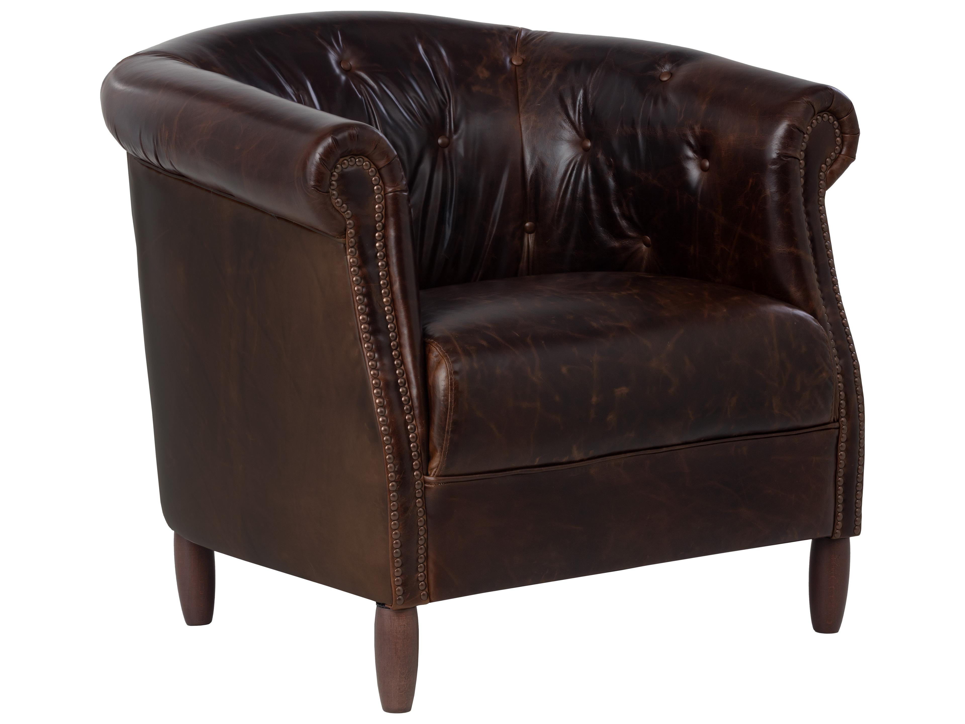 Sunpan Marjorie Brown Leather Club Chair