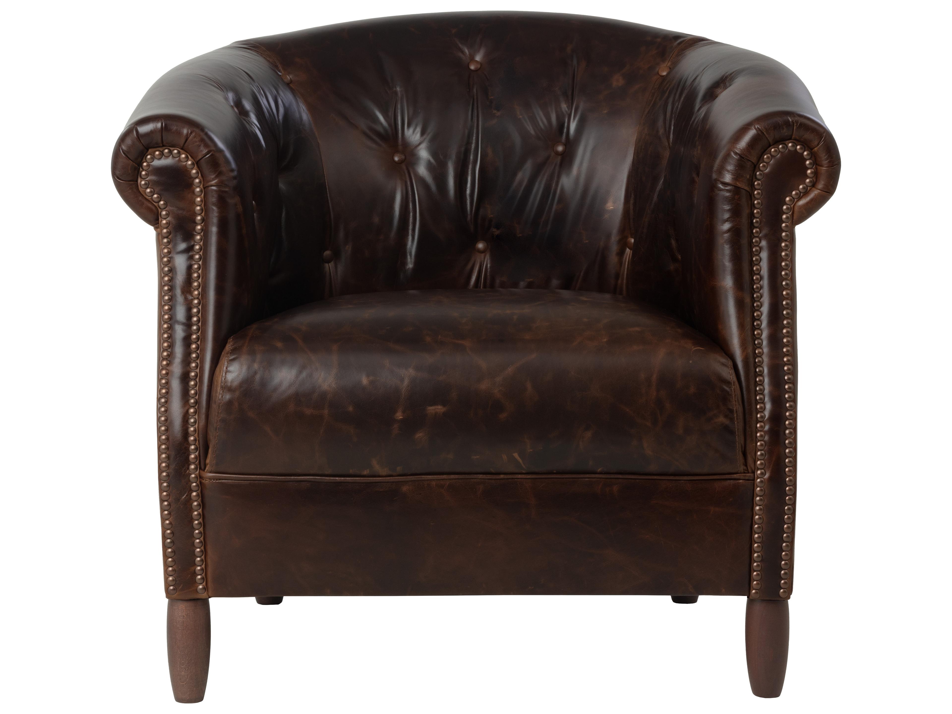 Sunpan Marjorie Brown Leather Club Chair