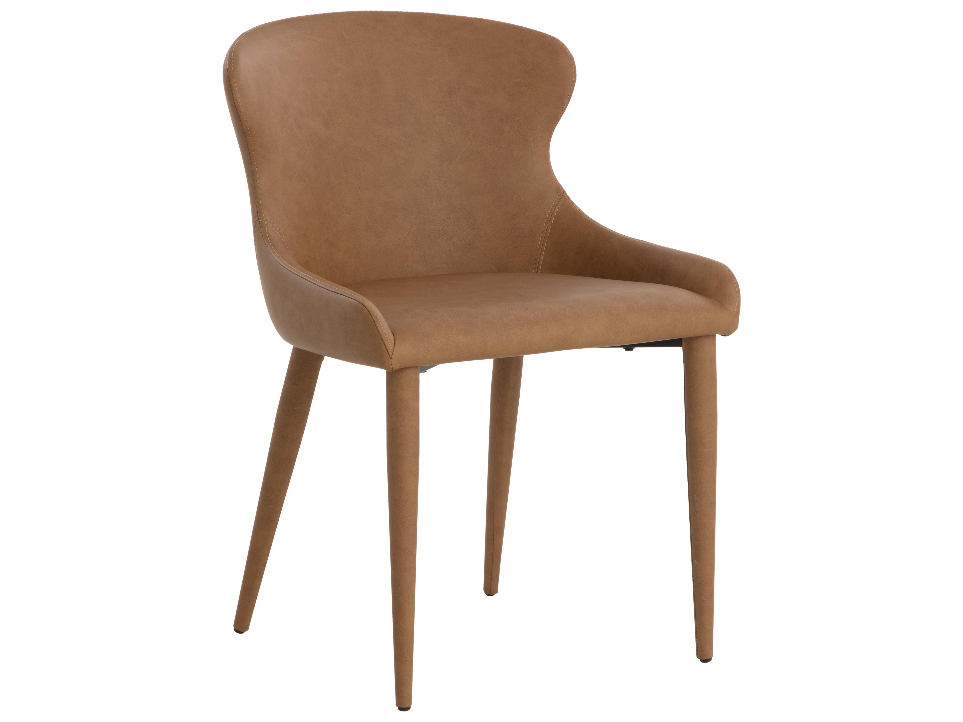 Sunpan Evora Brown Faux Leather Armless Dining Chair