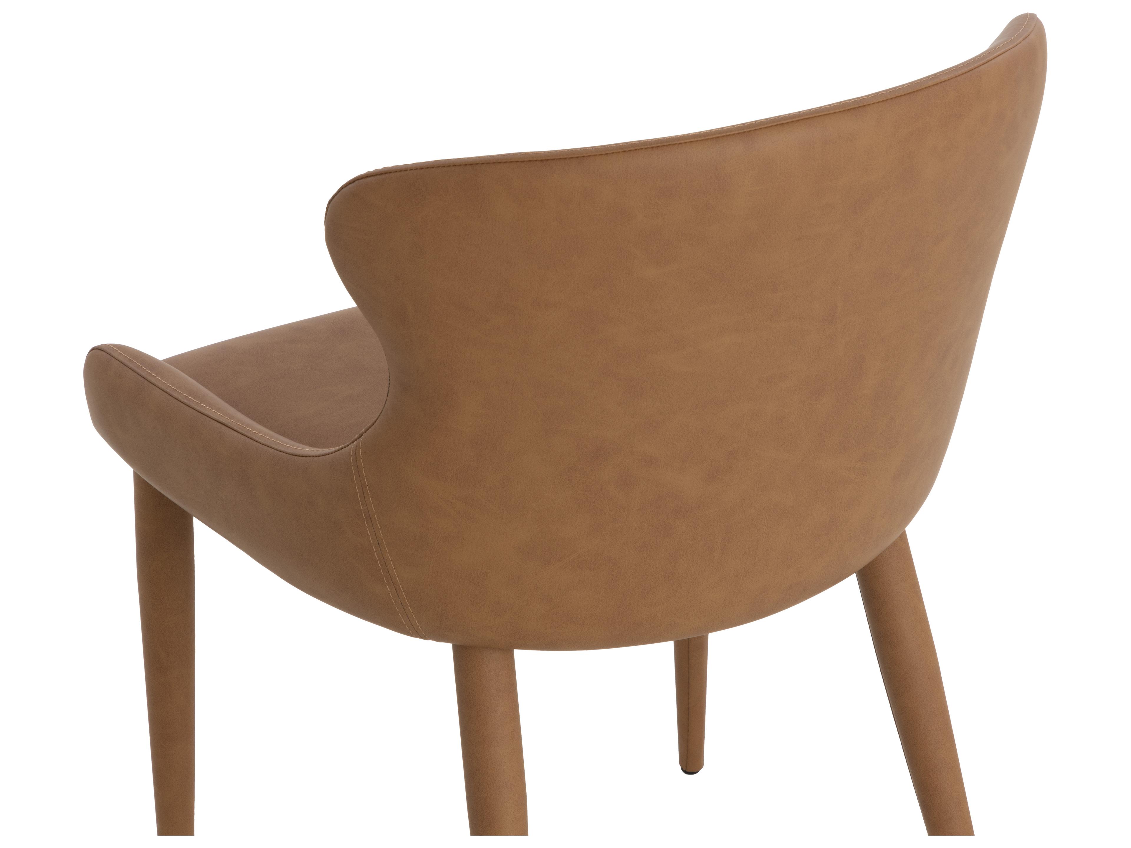 Sunpan Evora Brown Faux Leather Armless Dining Chair