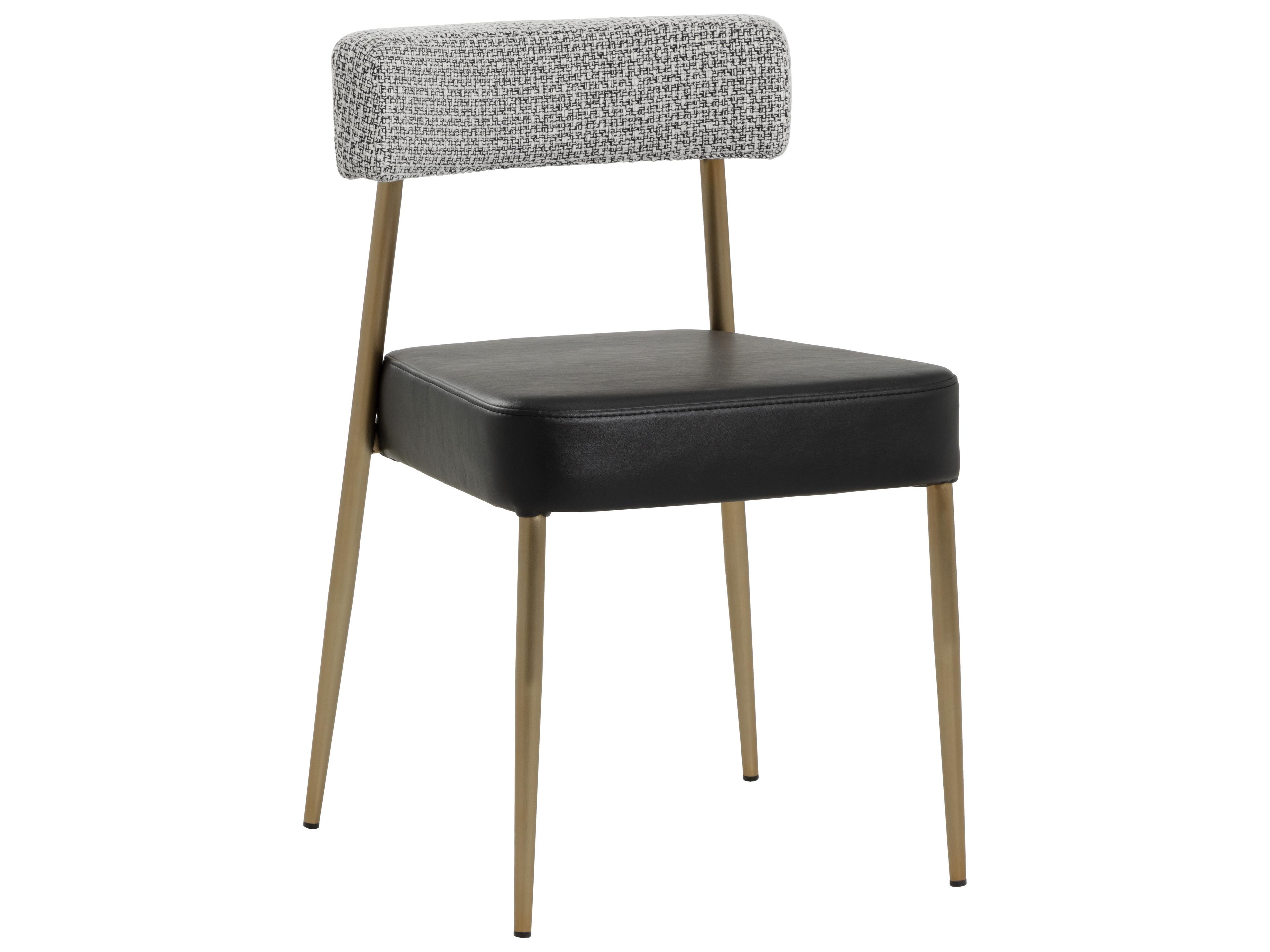 Sunpan Ashwin Stackable Dining Chair in Bravo Black / Helios Check Black