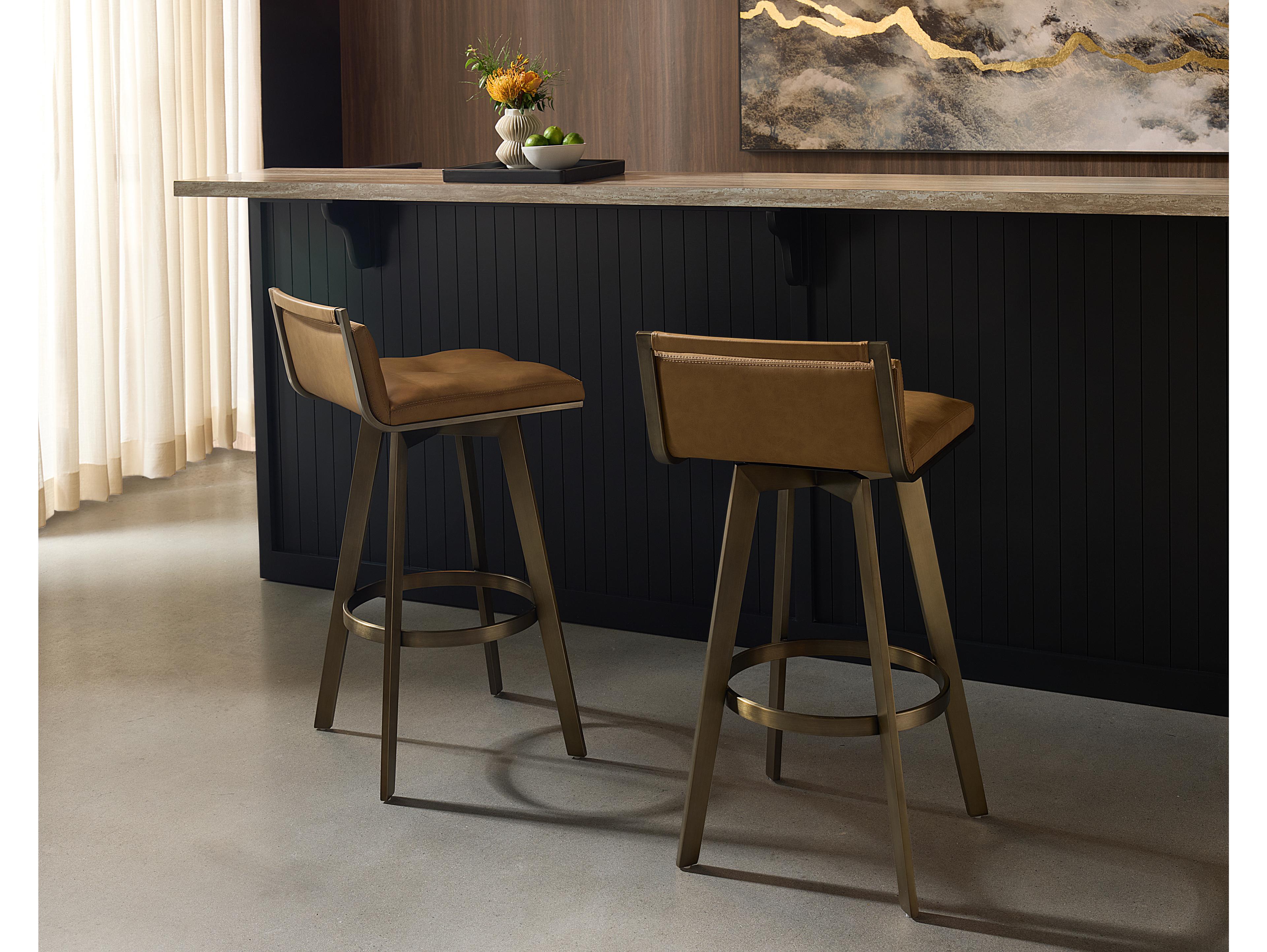 Sunpan Arizona Swivel Barstool in Milliken Cognac