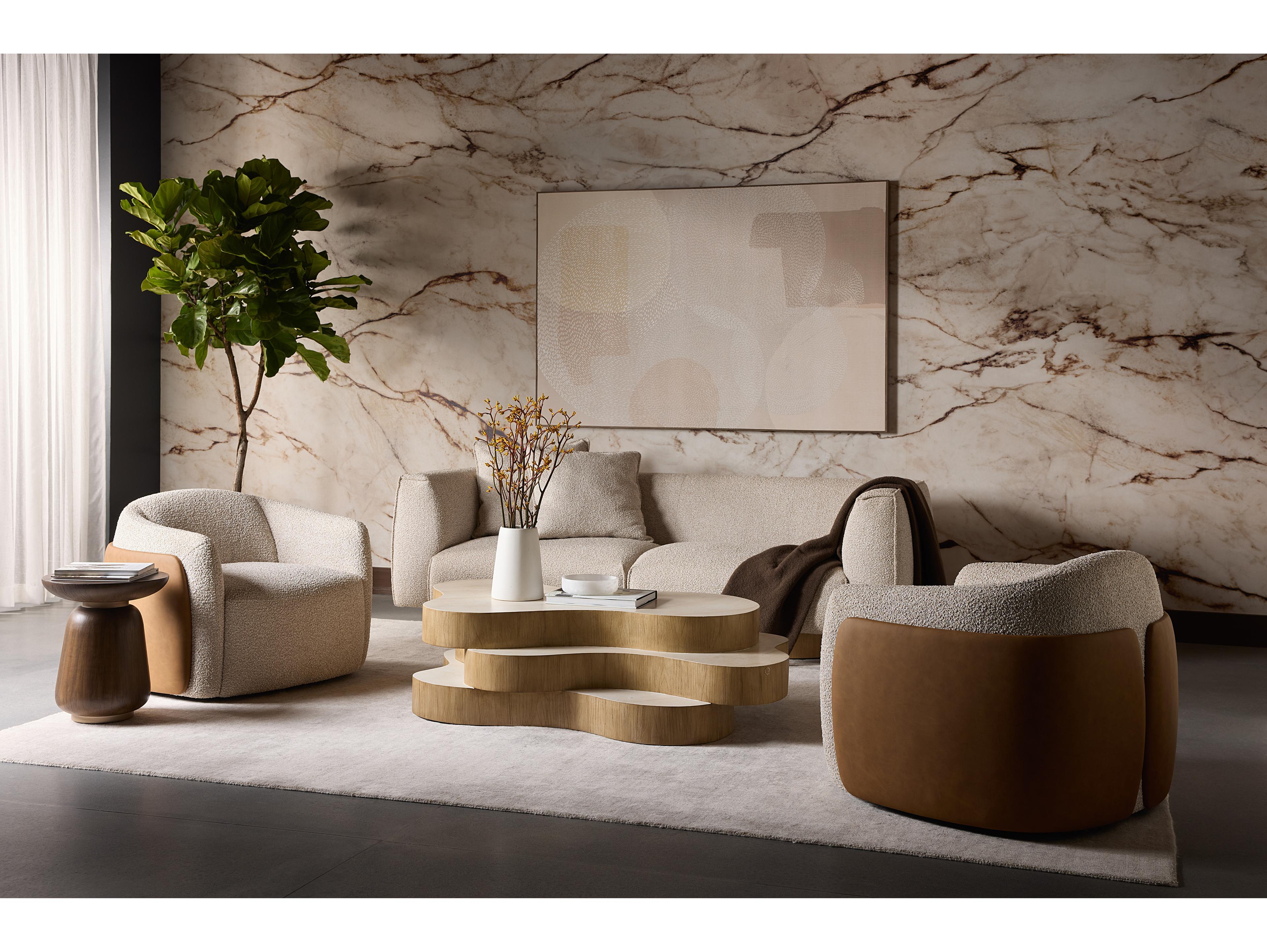 Sunpan Caris Swivel Beige Accent Chair